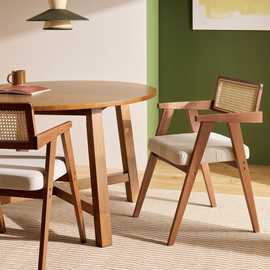 Habitat Cedric Pair of Solid Wood Dining Chairs - Walnut