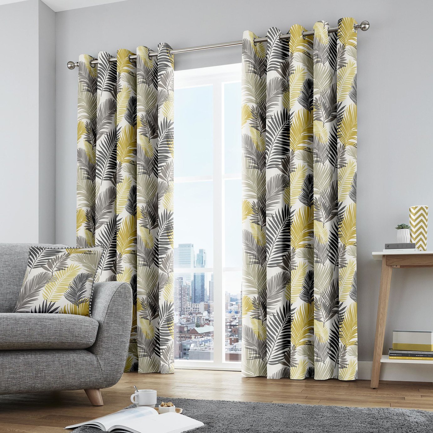 Fusion Tropical Leaf Eyelet Curtains