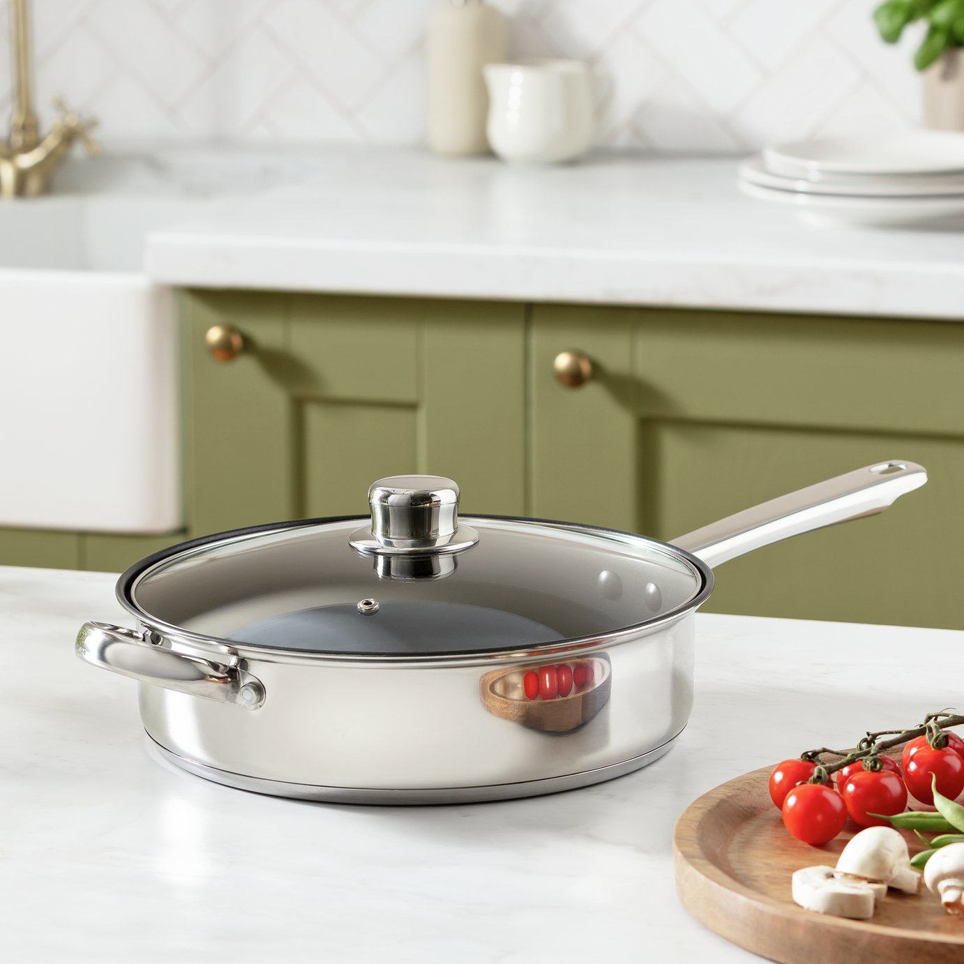 Argos Home 26cm Stainless Steel Saute Pan