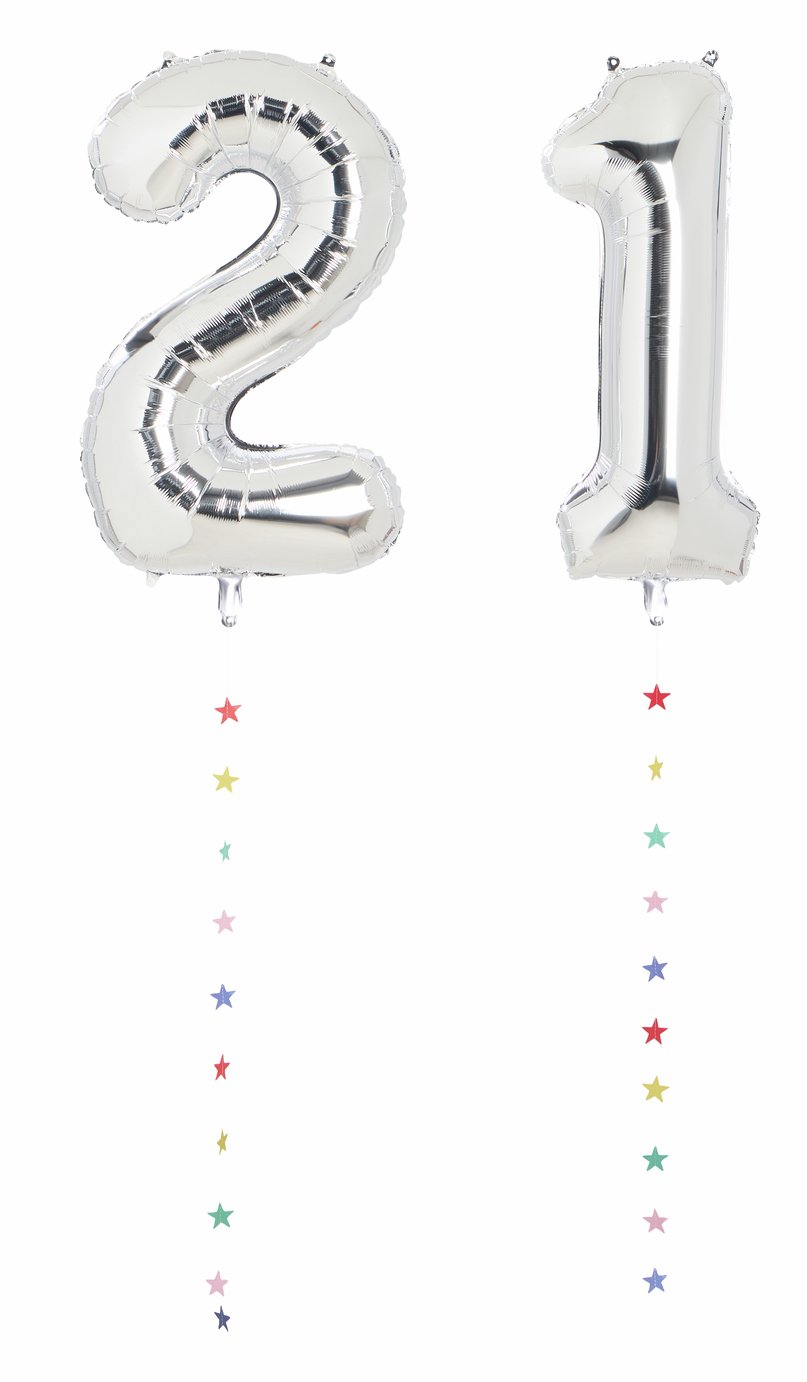 Mad Party 21 Milestone Number Foil Balloons and Tails Kit