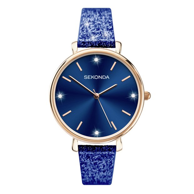 Buy Sekonda Ladies Navy Blue Glitter Strap Watch Womens watches