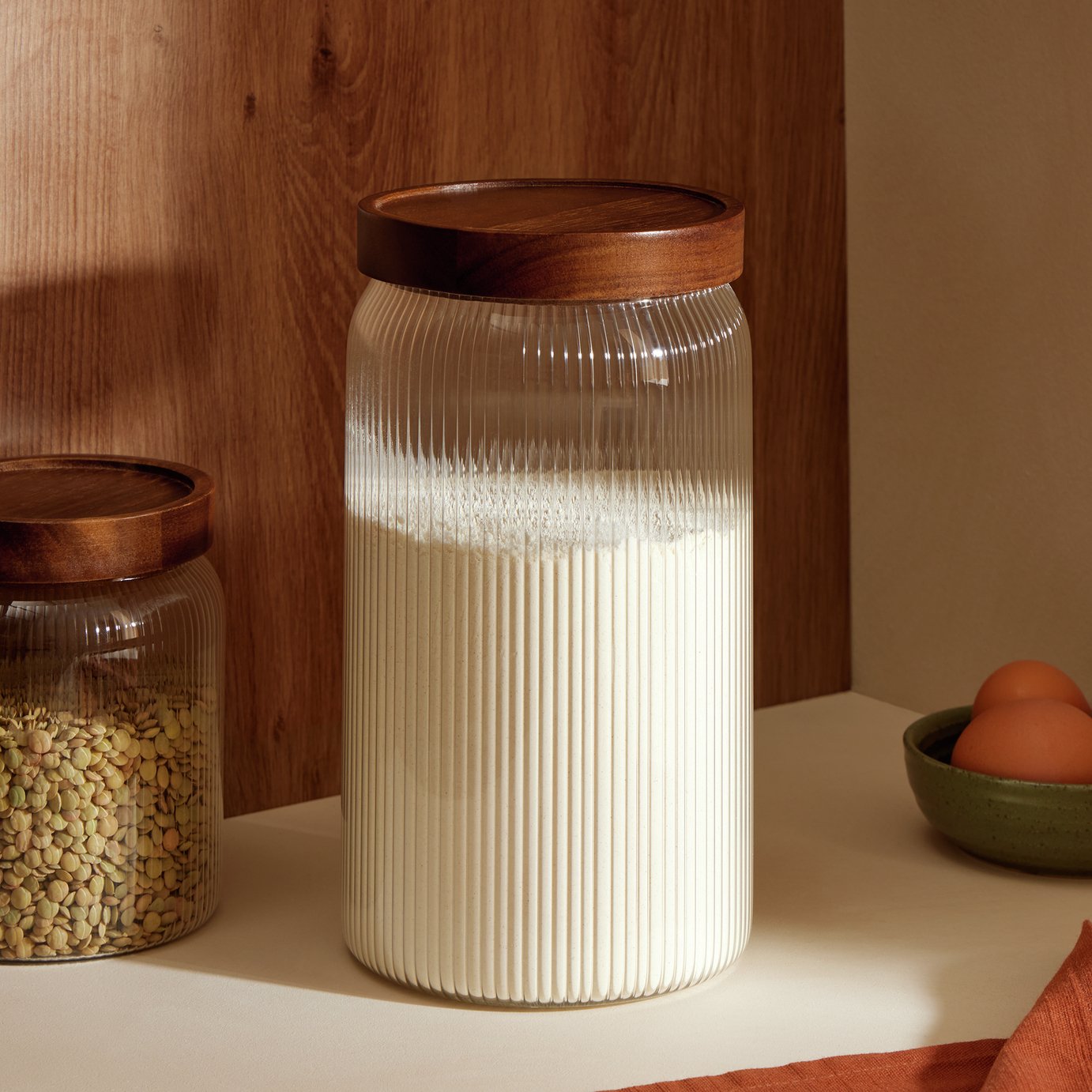 Habitat 2.3 Litre Ribbed Glass Storage Jar