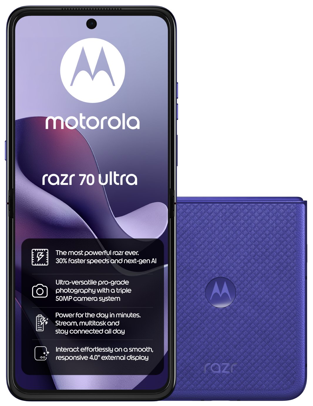 SIM Free Motorola Razr Ultra 70 5G 512GB AI Mobile Phone - Pantone Orient Blue