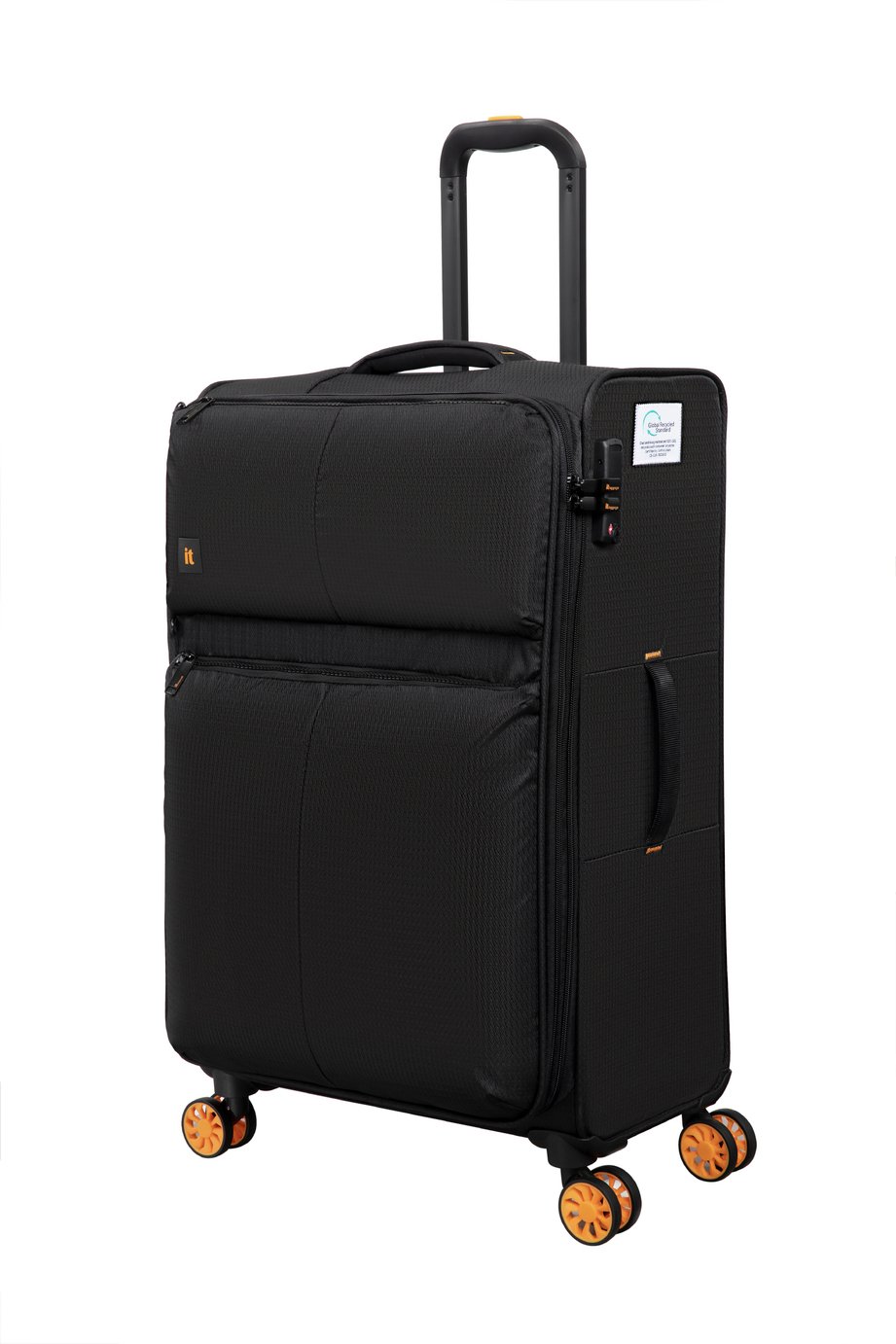 IT Luggage Lykke Expandable 8 Wheel Soft Medium Suitcase - Black