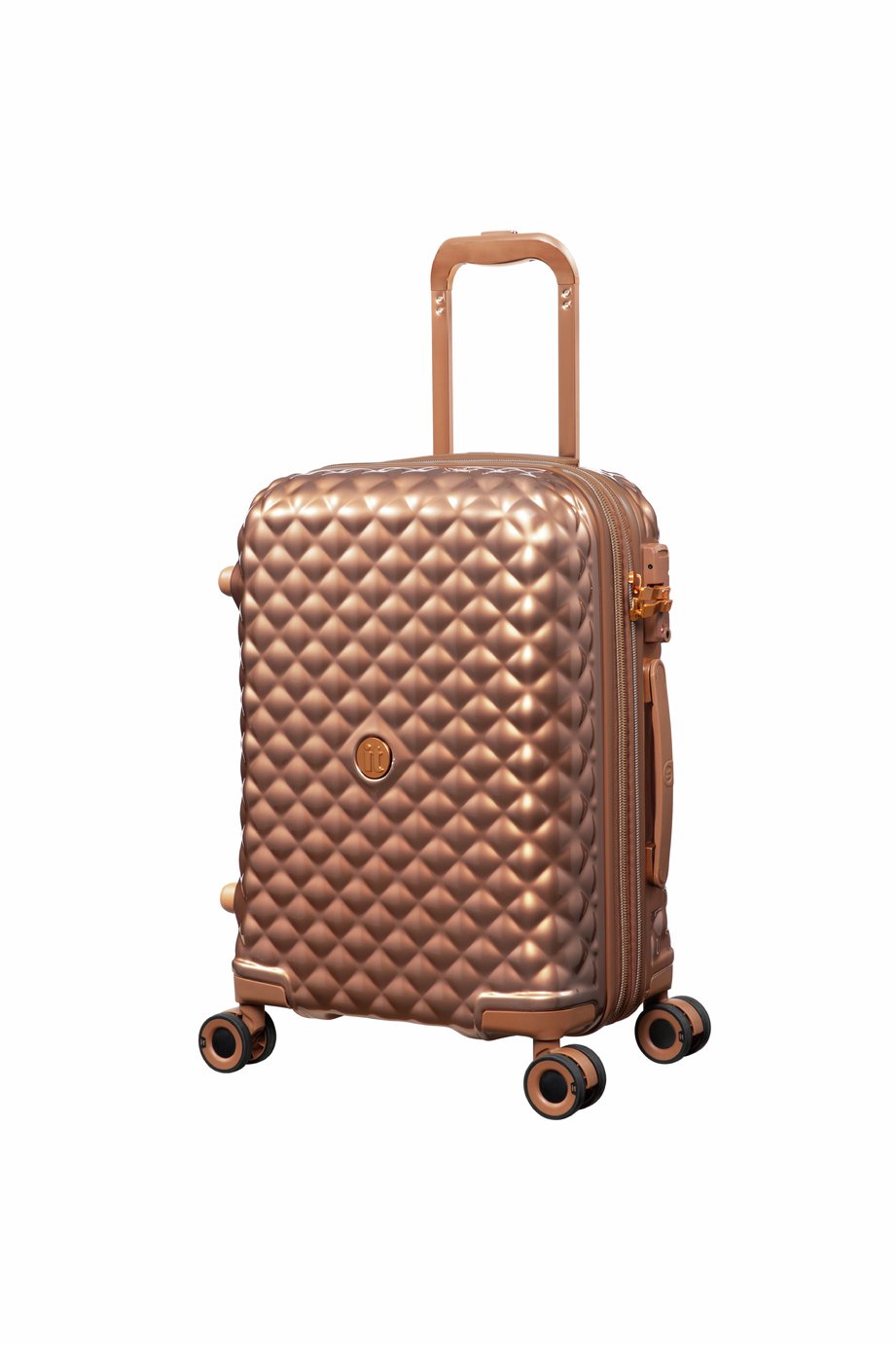 IT Luggage Glitzy Expandable 8 Wheel Hard Cabin Suitcase - Copper