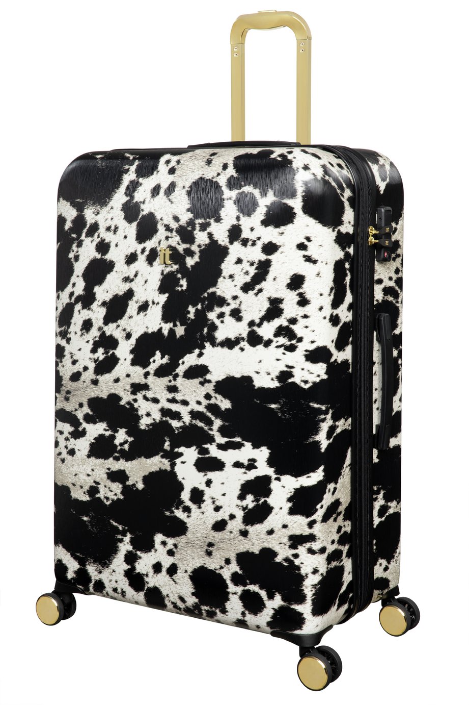 IT Luggage Sheen Expandable 8 Wheel Hard Large Suitcase - Black and White