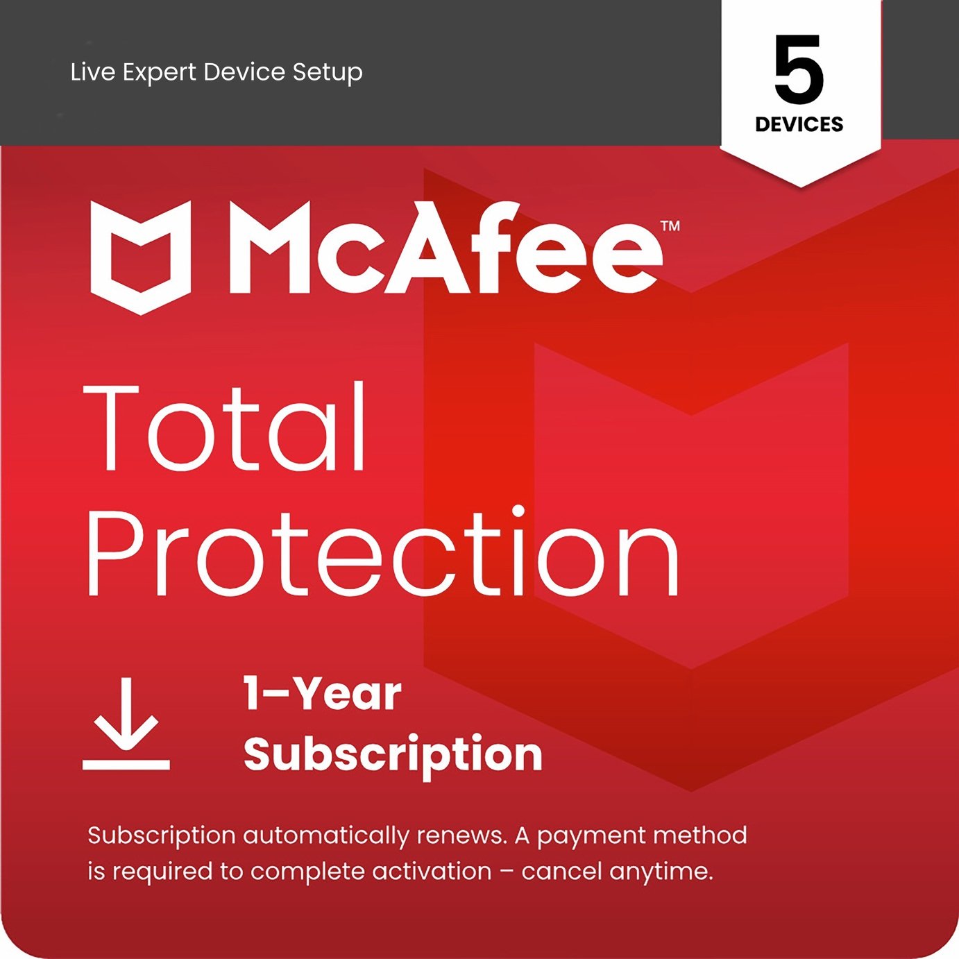 McAfee Total Protection - 1 Year, 5 Devices