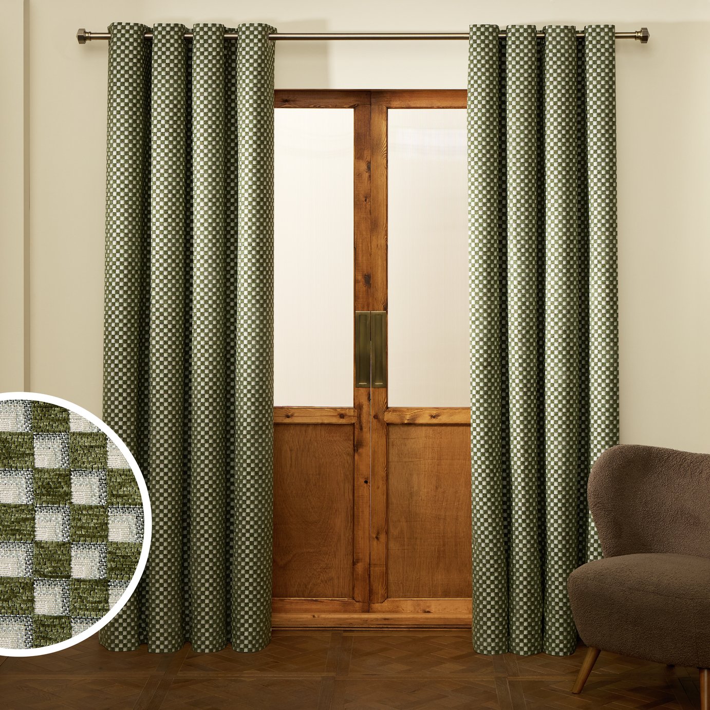 Habitat Checkered Eyelet Curtain