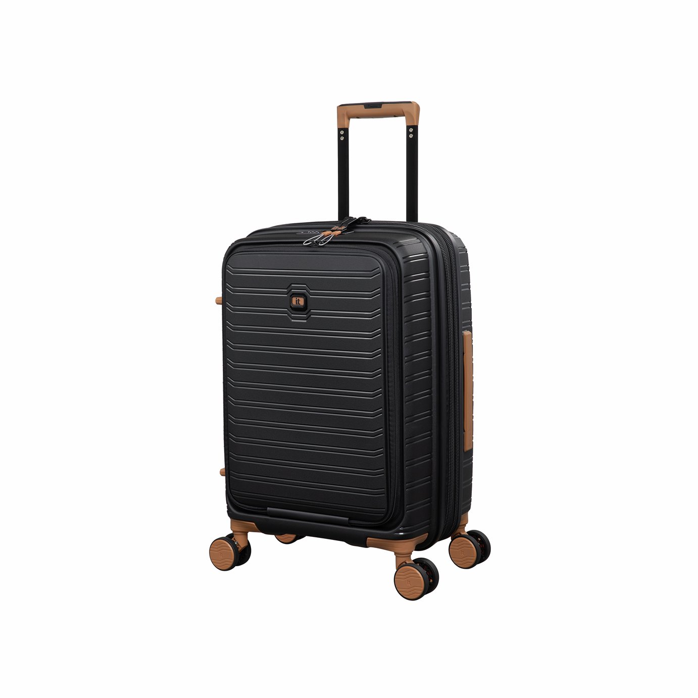 IT Luggage Continuous 8 Wheel Hard Cabin Suitcase - Black