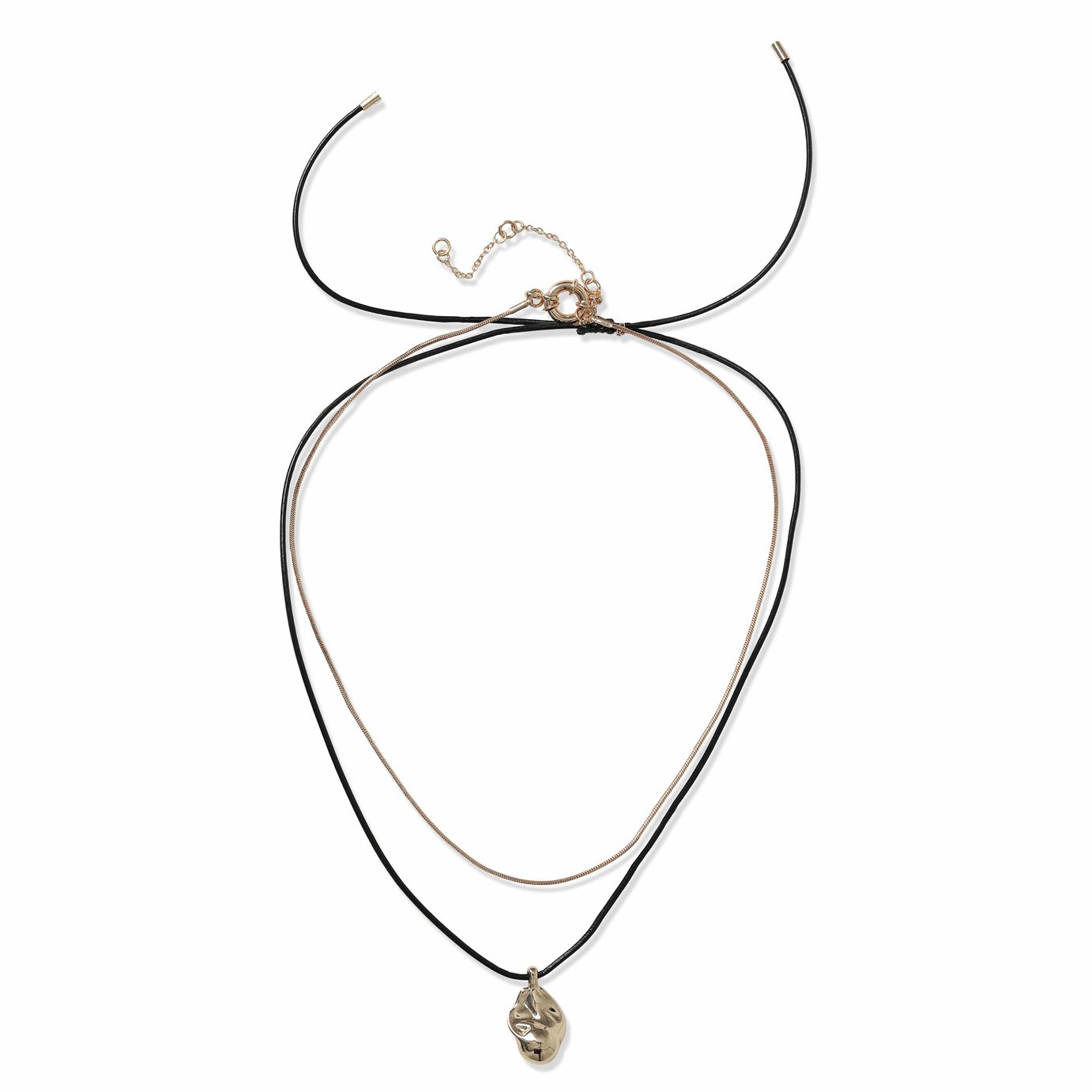 Freedom Gold Pendant Gold Tone & Black Cord Chain Necklace