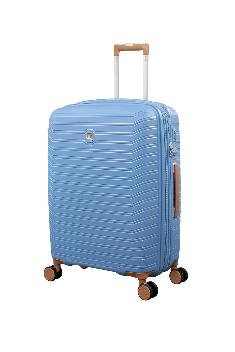 IT Luggage Continuous Expandable 8 Wheel Hard Medium Suitcase - Blue
