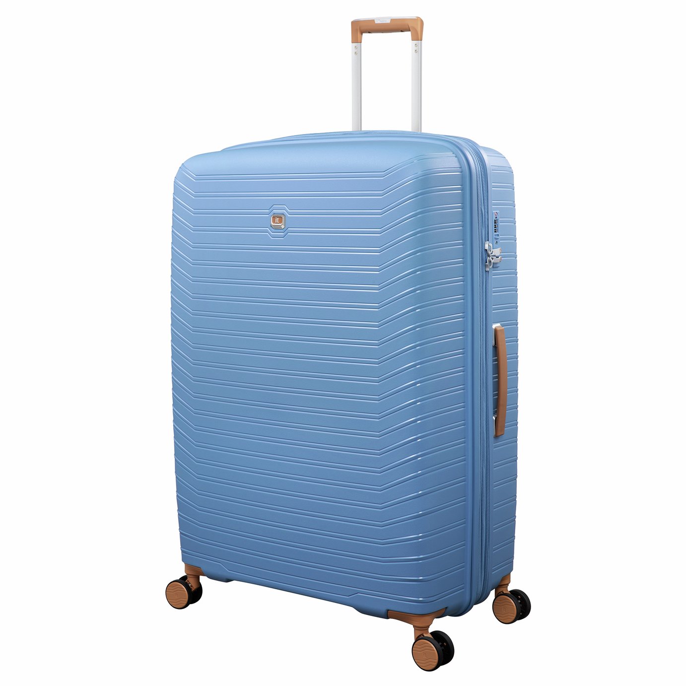 IT Luggage Continuous Expandable 8 Wheel Hard Extra Large Suitcase - Blue