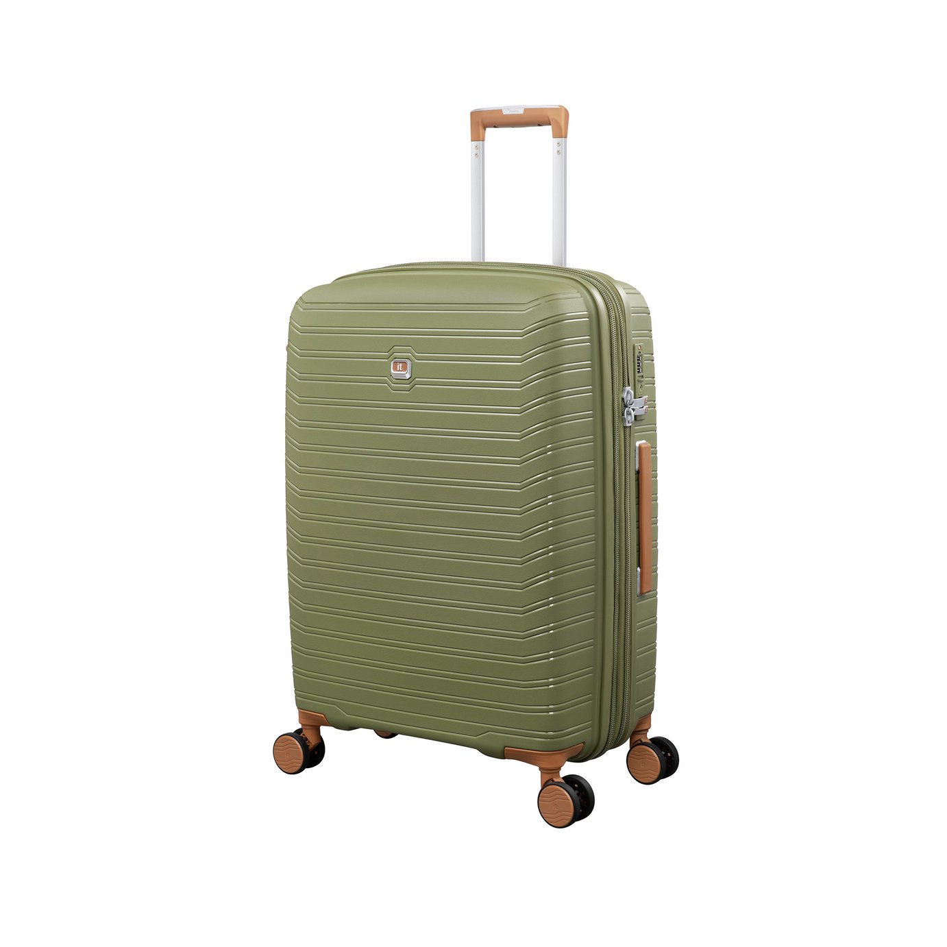 IT Luggage Continuous Expandable 8 Wheel Hard Medium Suitcase - Olive