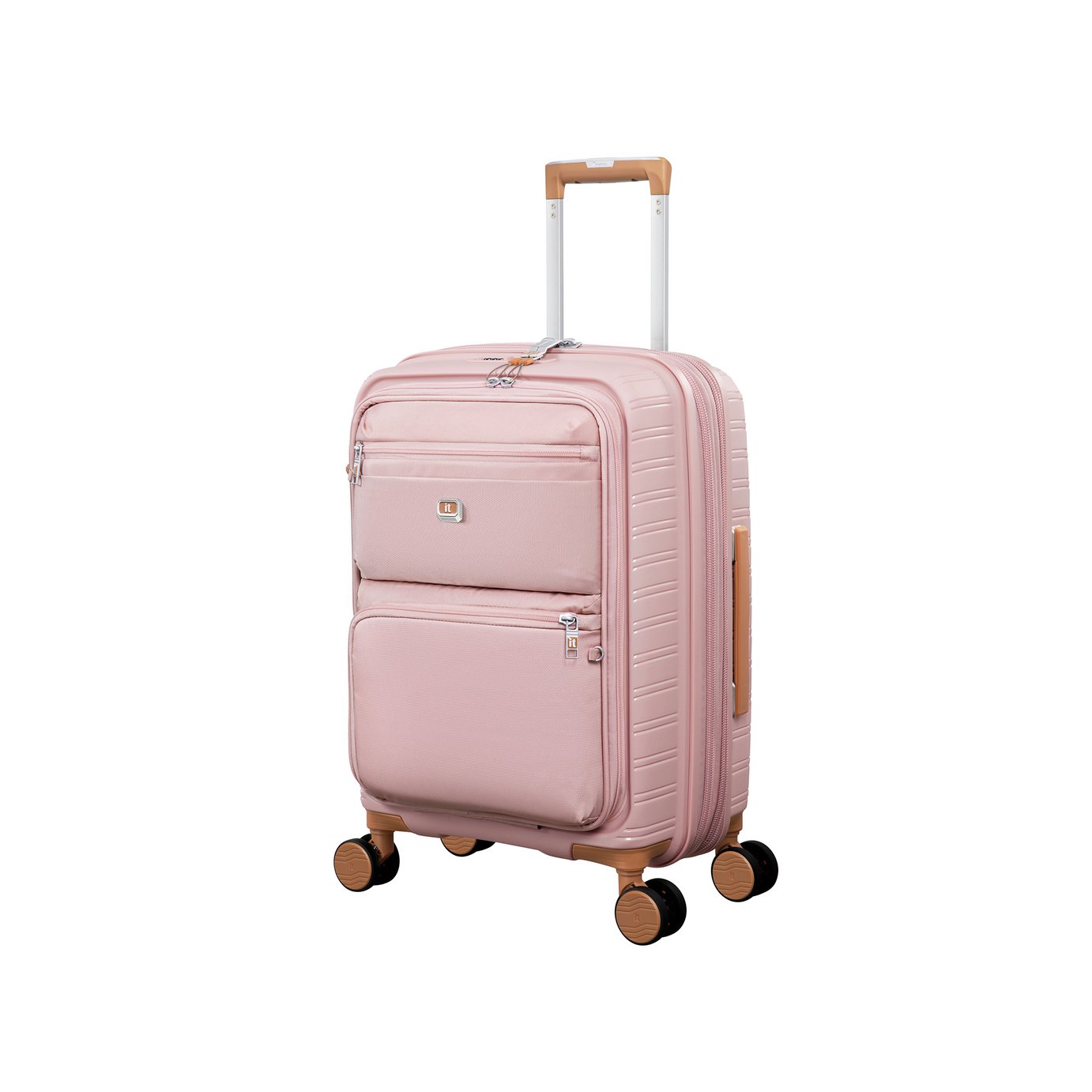IT Luggage Continuous Expandable 8 Wheel Soft Cabin Suitcase - Peach