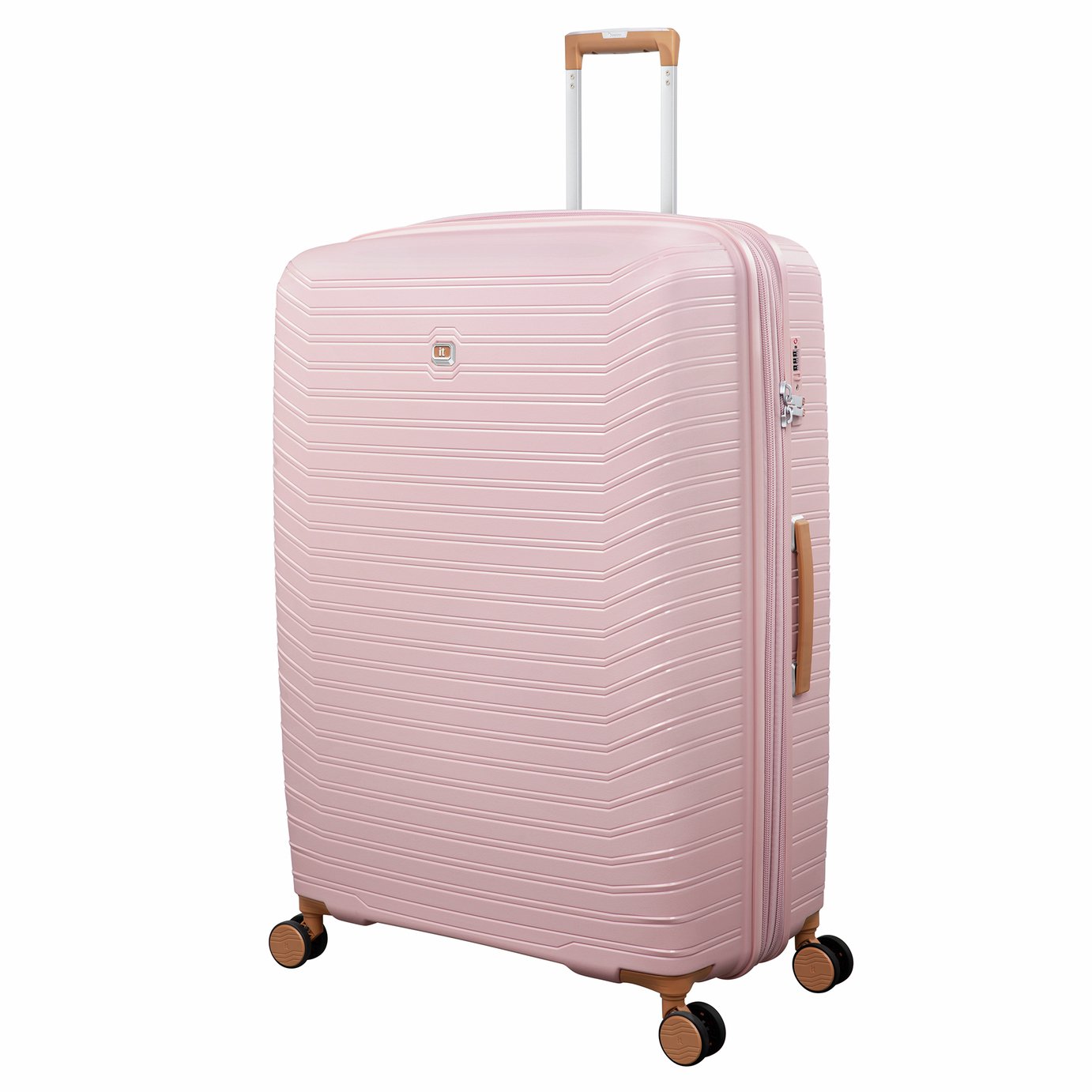 IT Luggage Continuous Expandable 8 Wheel Hard Extra Large Suitcase - Peach