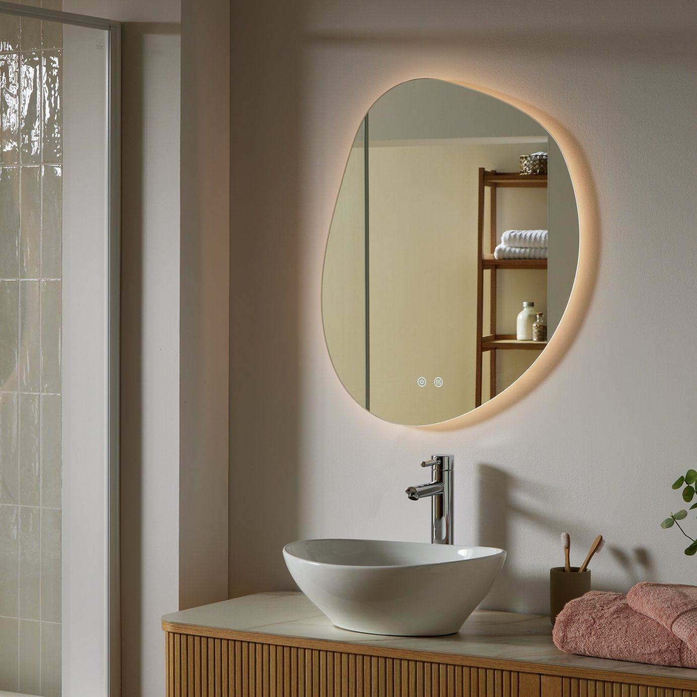 Argos Home Harley Irregular LED Bathroom Mirror - 66x56cm
