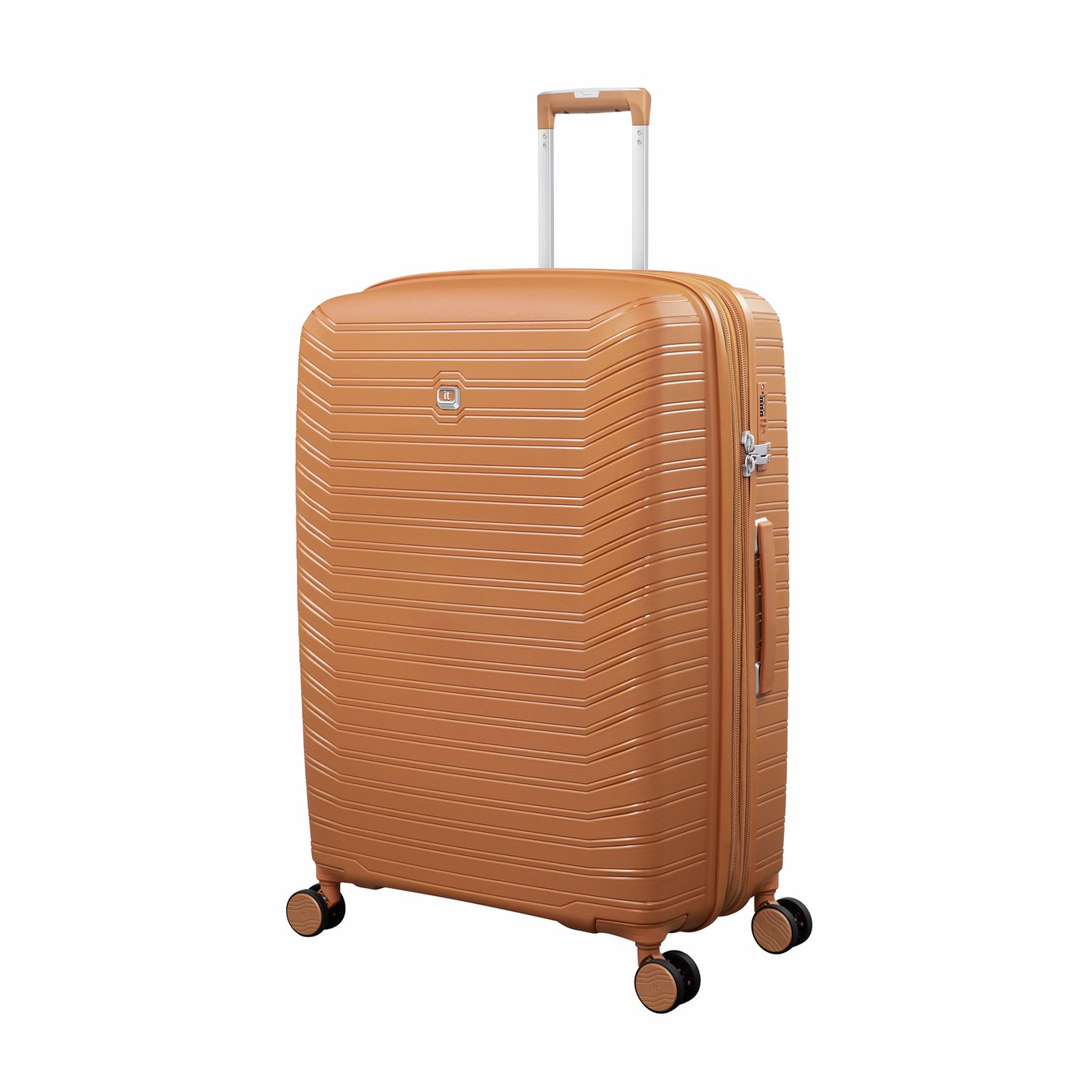 IT Luggage Continuous Expandable 8 Wheel Hard Large Suitcase - Pumpkin
