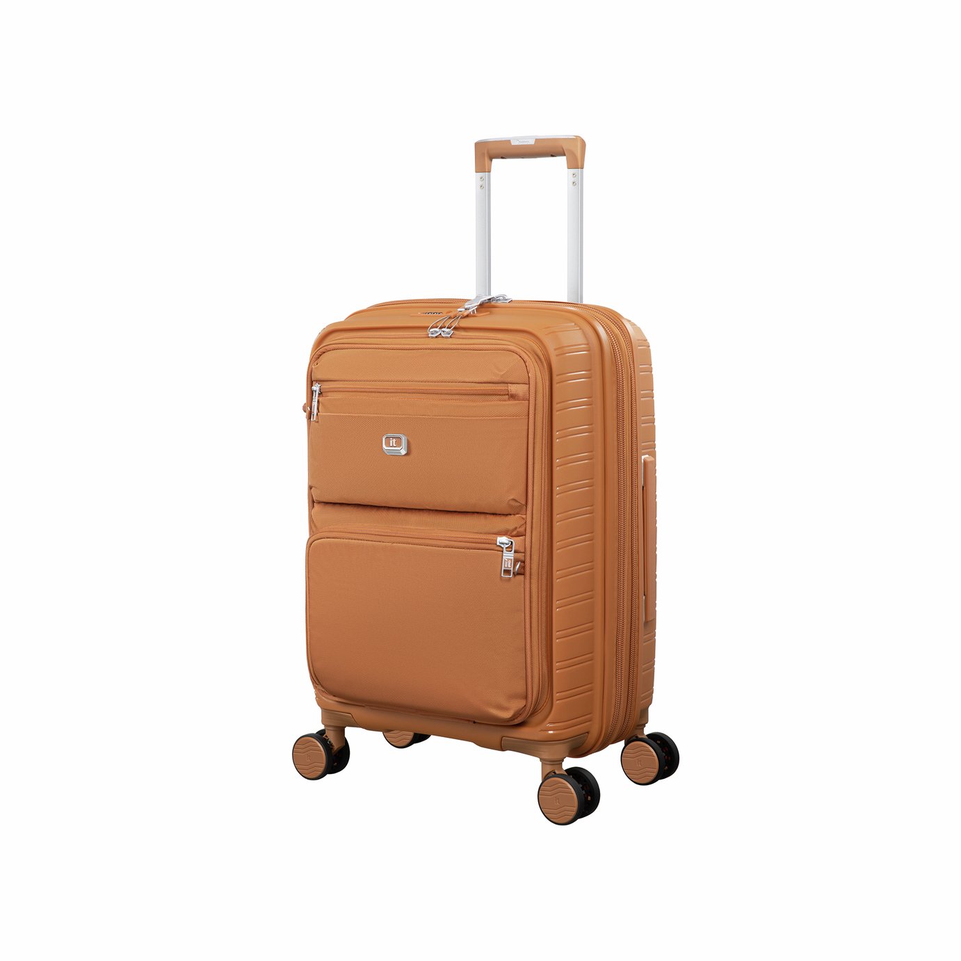 IT Luggage Continuous Expandable 8 Wheel Soft Cabin Suitcase - Pumpkin