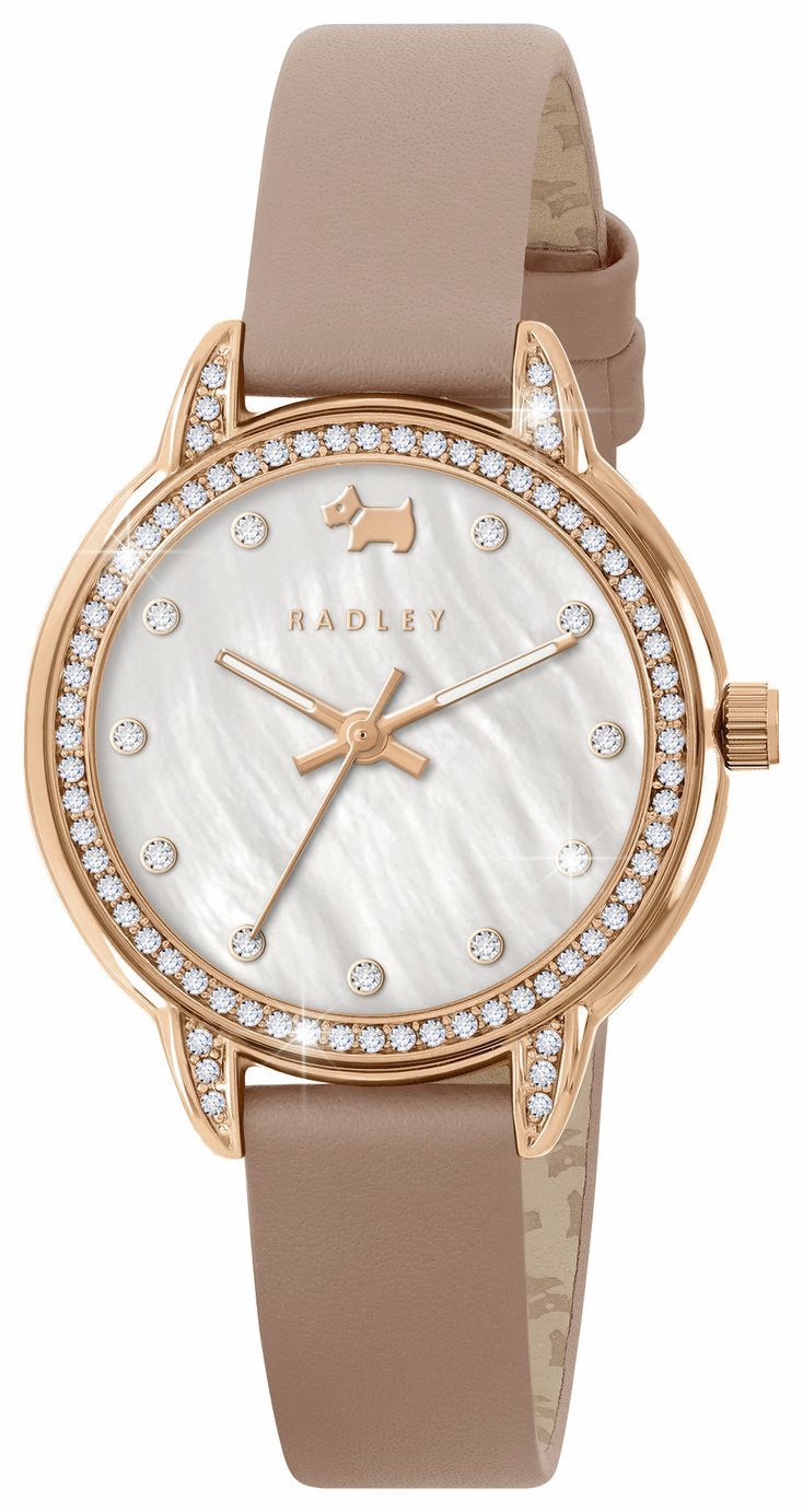 Radley Mother Of Pearl Pink Leather Strap Watch