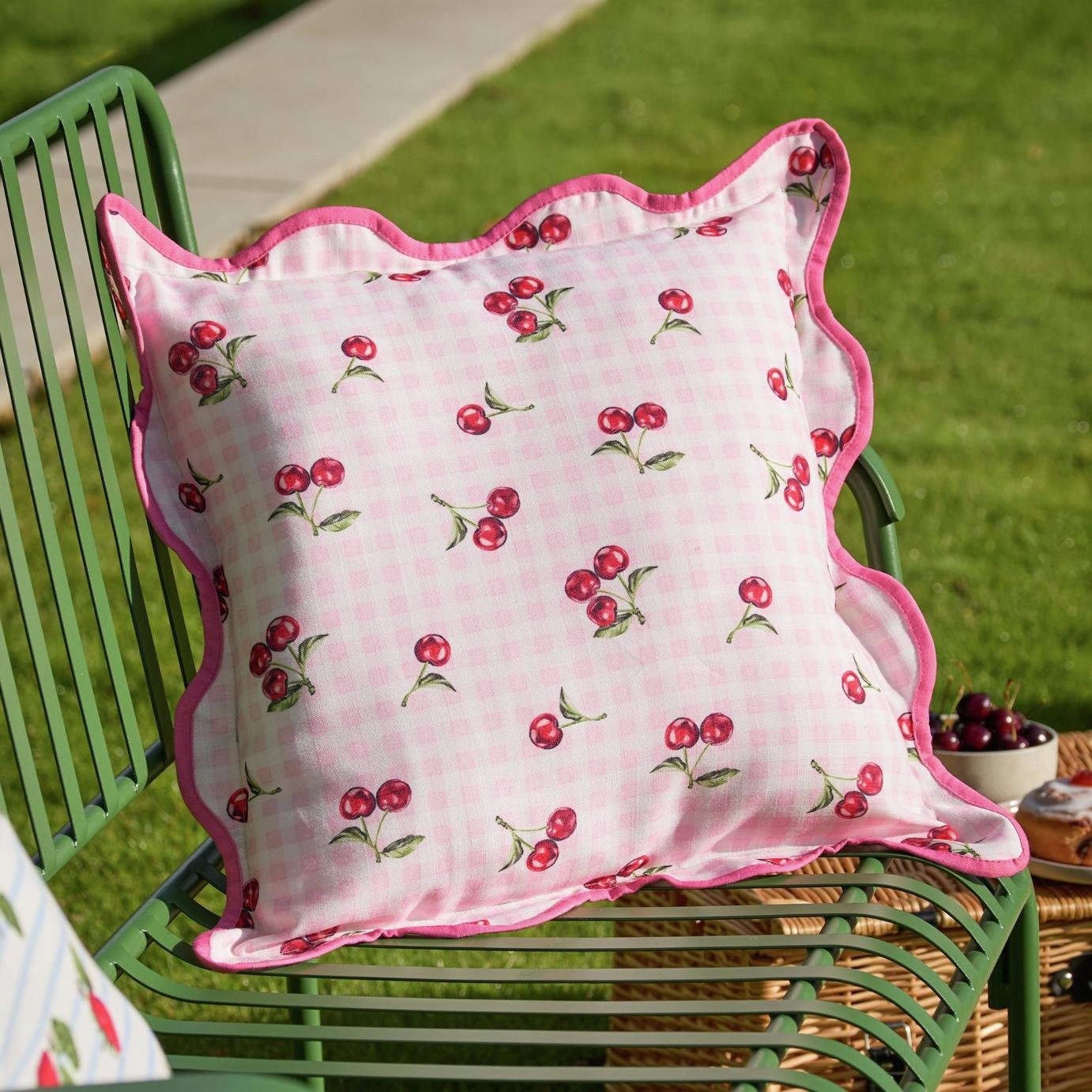 Furn Fruits Cherry Pink Outdoor Cushion