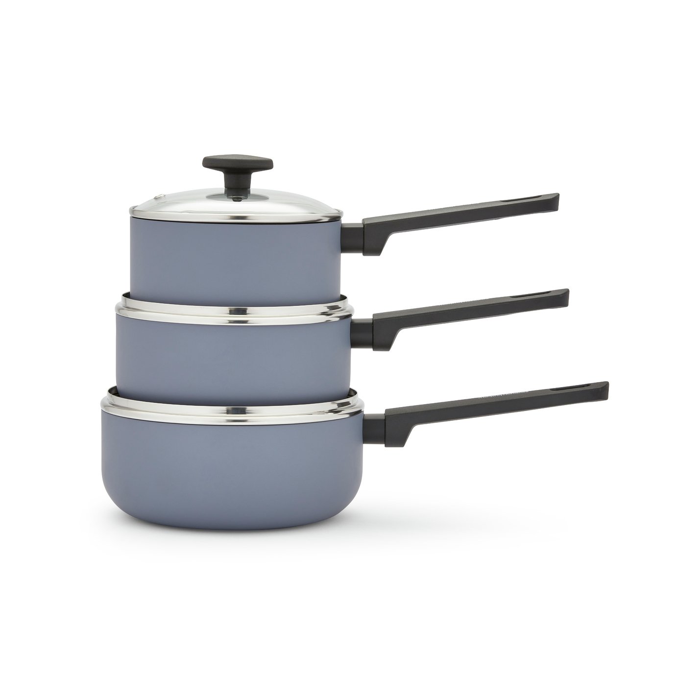 Morphy Richards 3 Piece Aluminium Saucepan Set - Grey