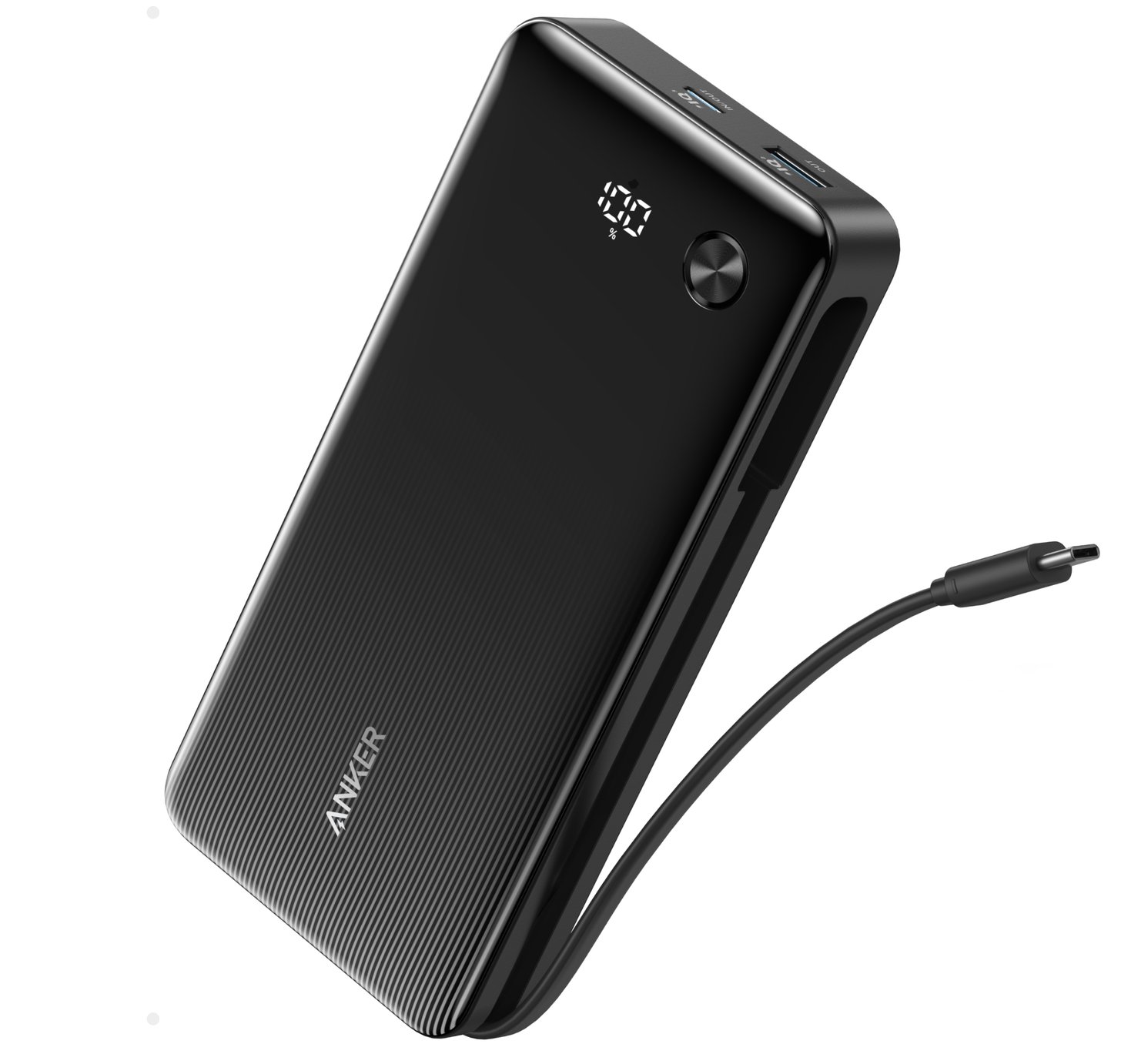 Anker 87W 20000mAh Power Bank with 65W Built-In USB-C Cable - Black