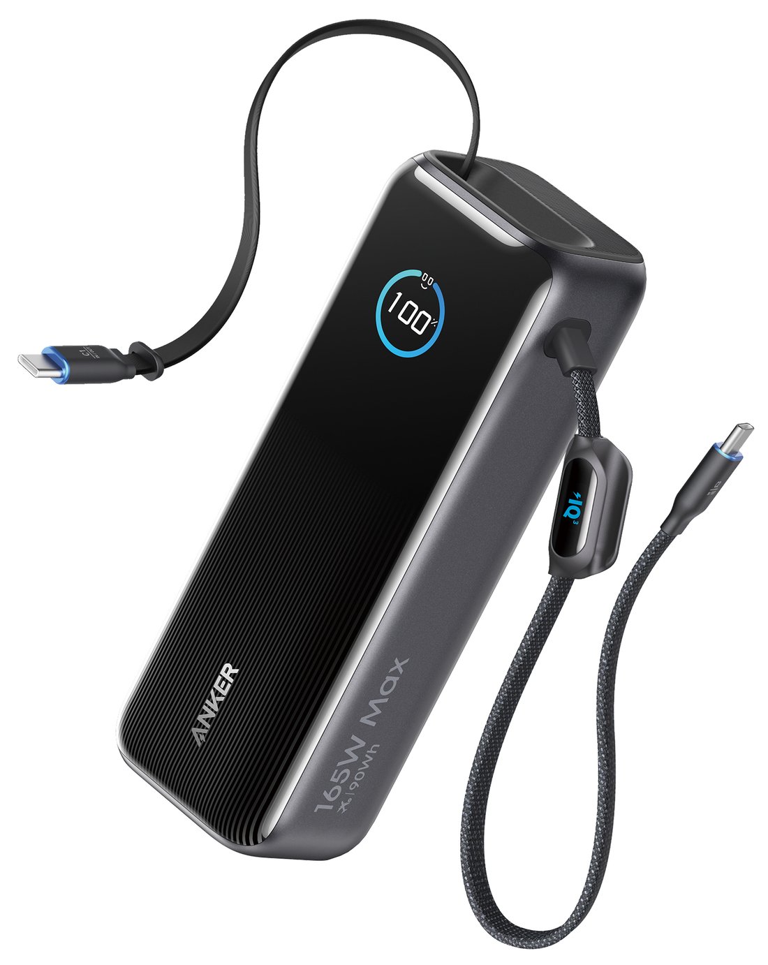 Anker 165W 25000mAh Power Bank with Built-In USB-C Cable - Black