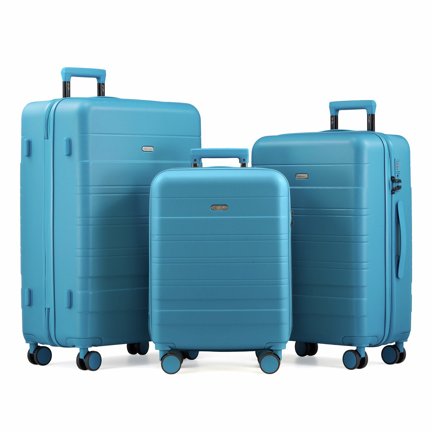 VonHaus 3pc 4 Wheel Hard Suitcase - Teal