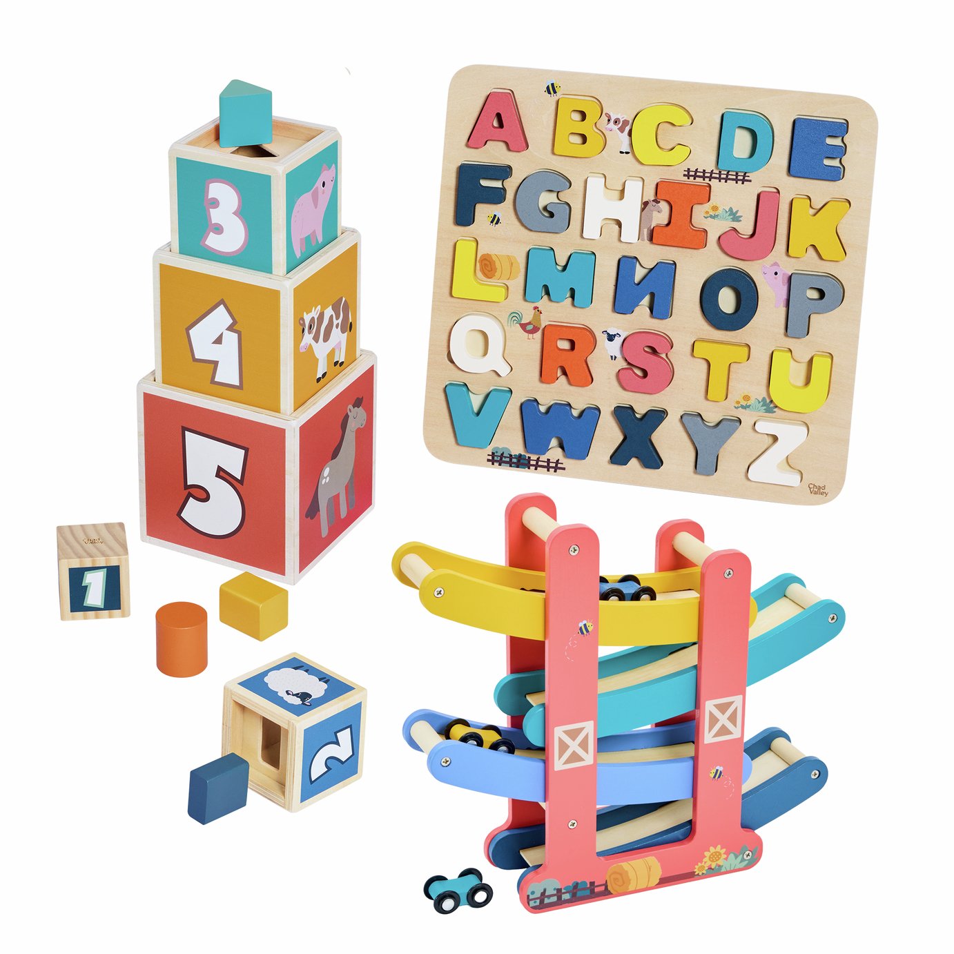 Chad Valley Farm-themed 3-in-1 Wooden Activity Playset 