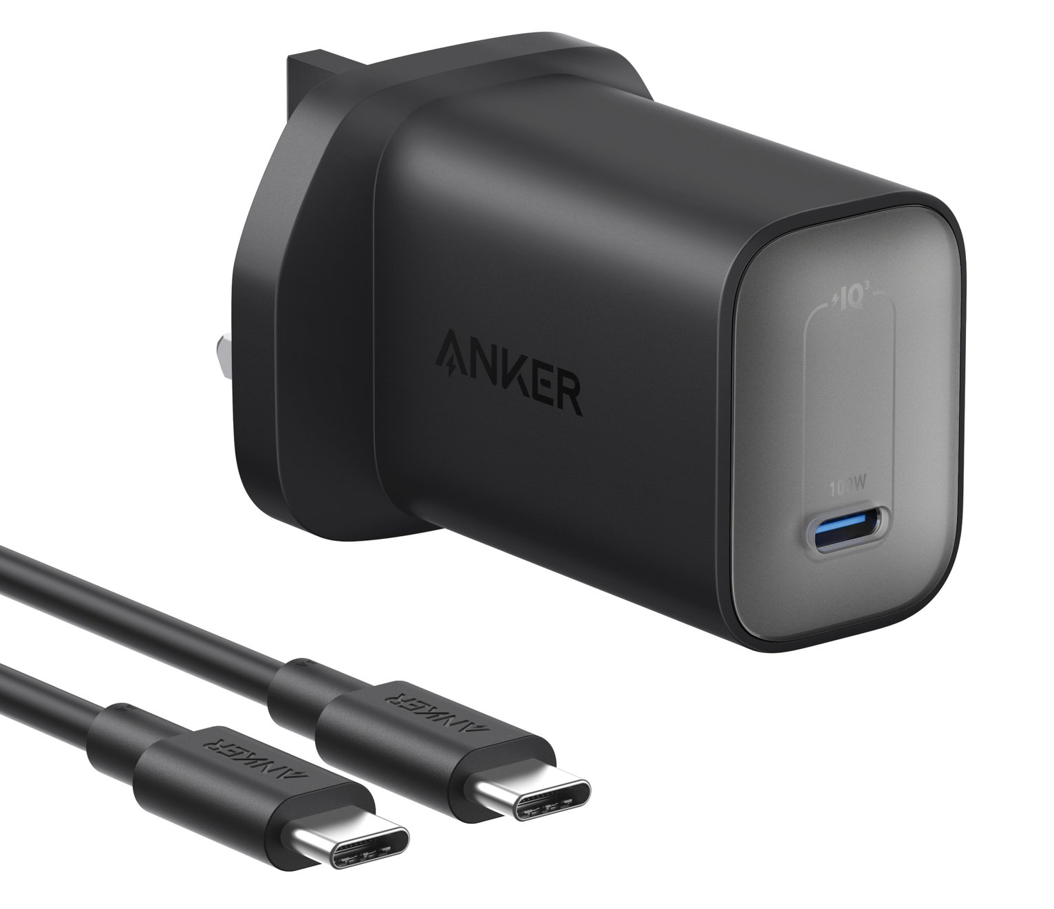 Anker Nano 100W USB-C Fast GaN Charger with 1.8m USB-C Cable - Black