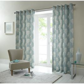 Fusion Woodland Trees Print Lined Eyelet Curtains