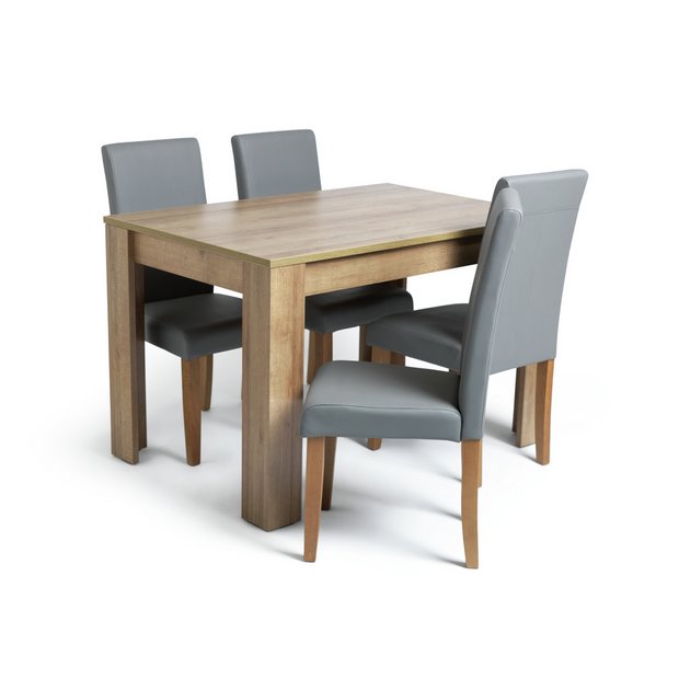 Buy Argos Home Miami Oak Effect Dining Table 4 Grey Chairs