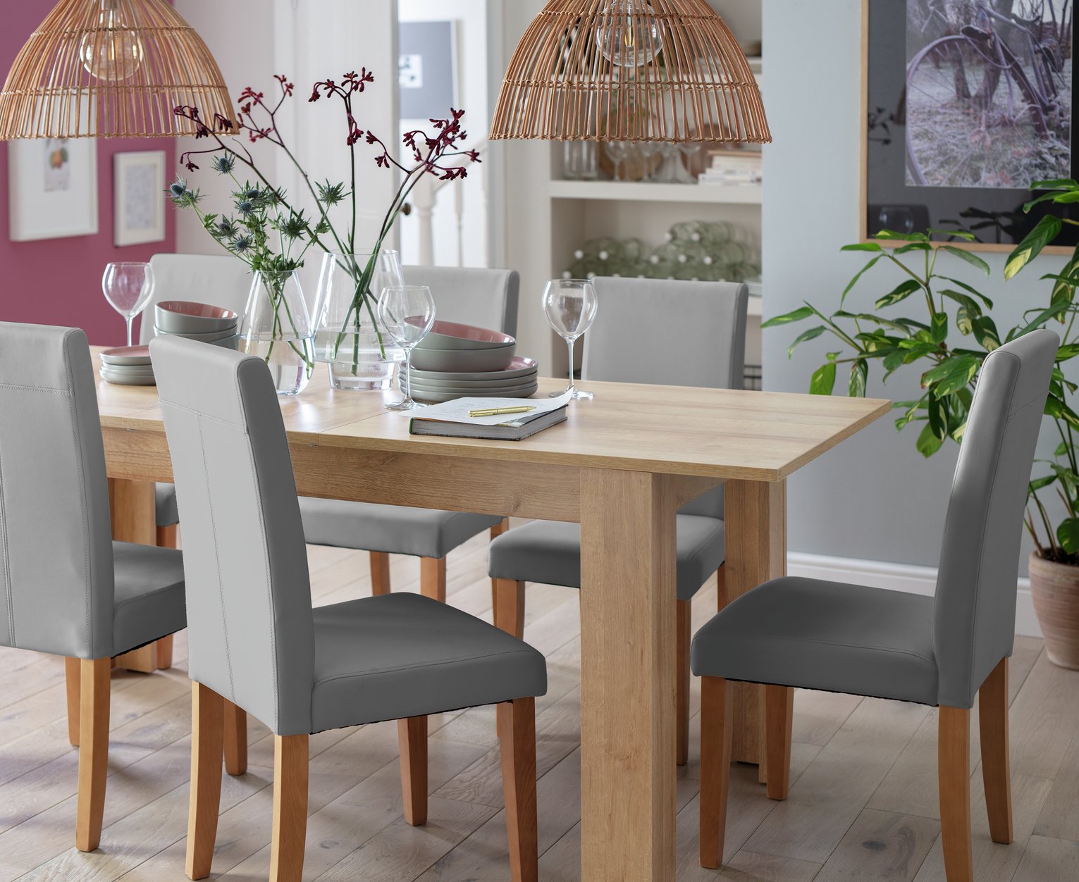 Argos Home Wood Effect Extending Dining Table & 6 Chairs