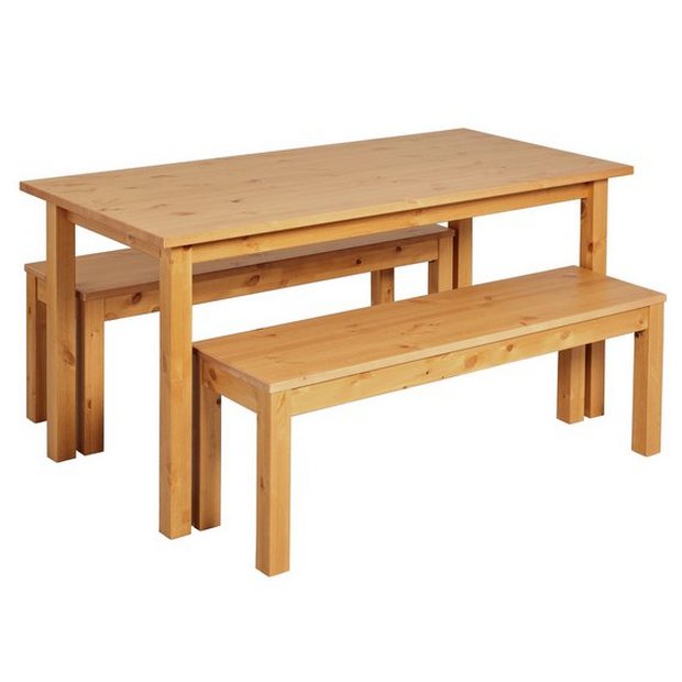 Buy Argos Home Ashdon Solid Wood Table 2 Oak Stain Benches