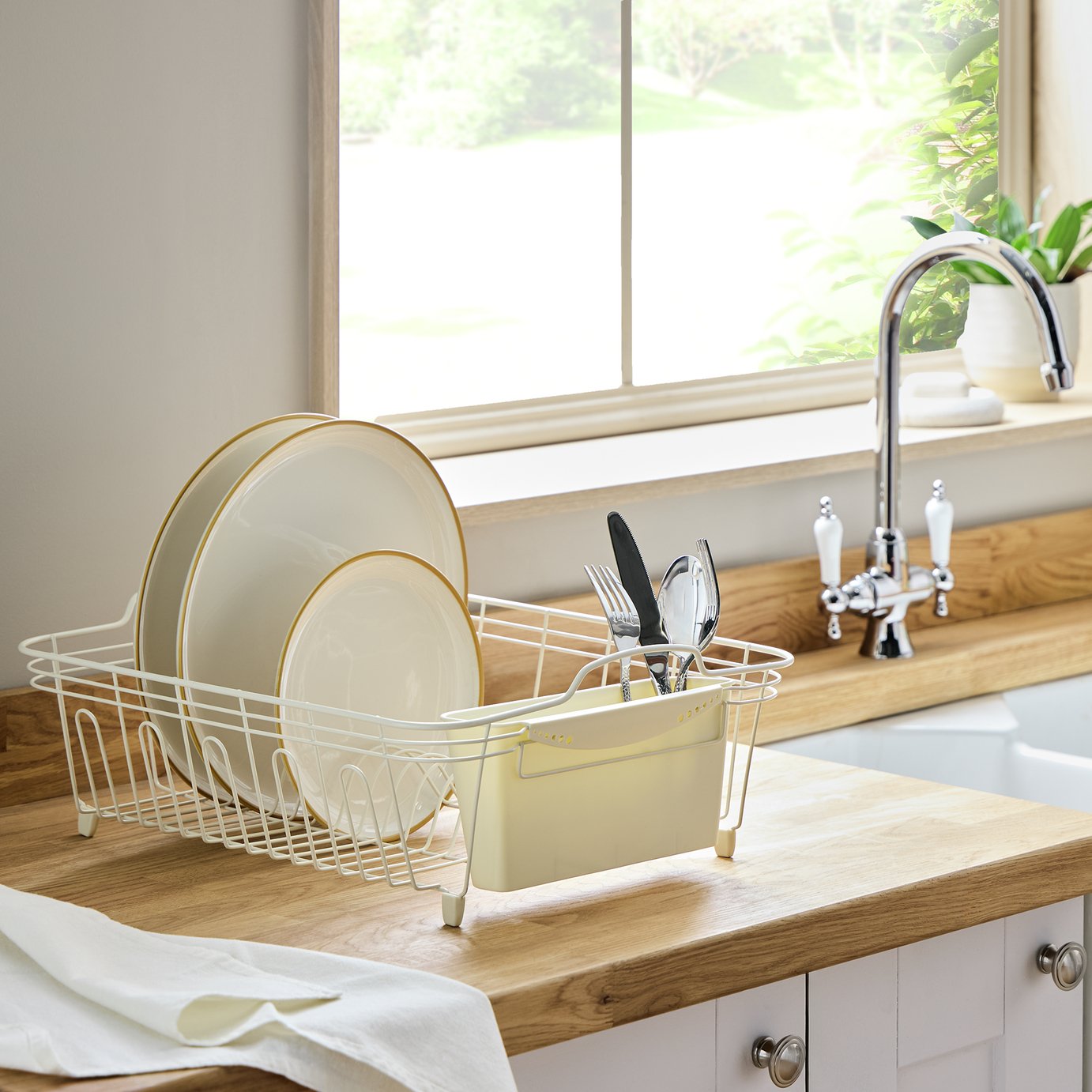 Argos Home Large Wire Dish Drainer - Cream