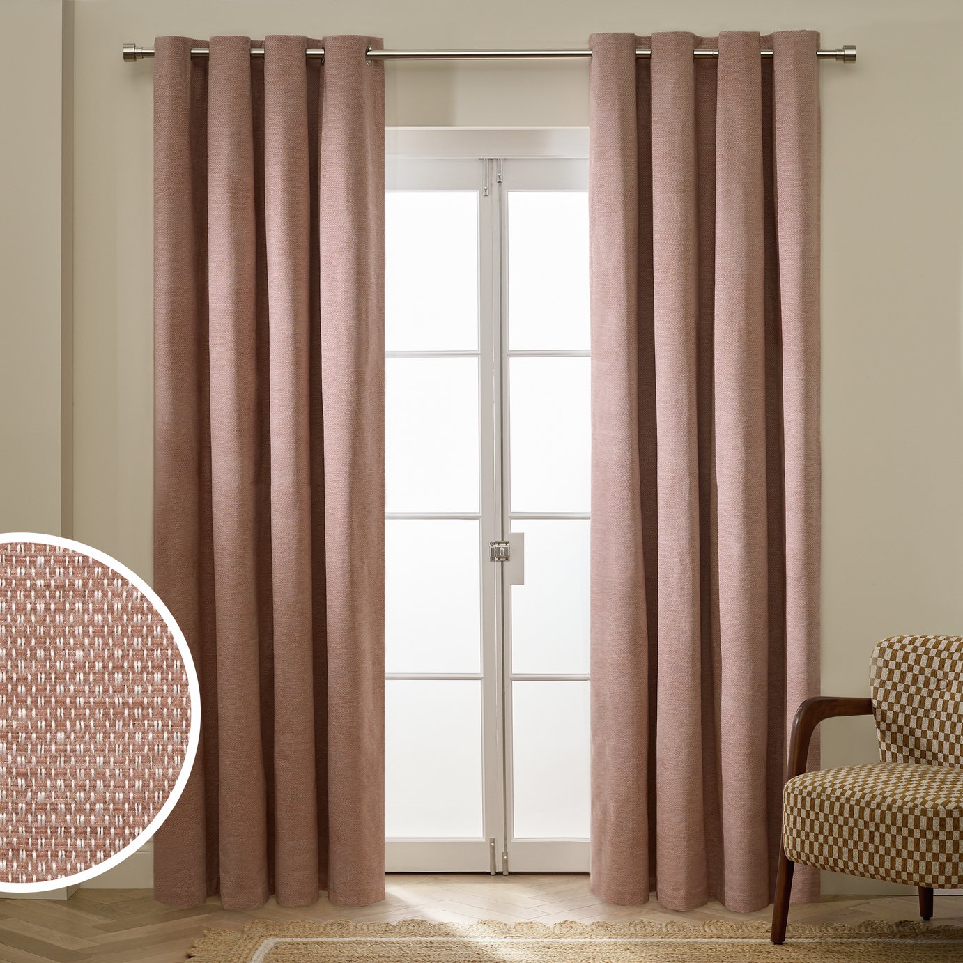 Habitat Basket Weave Eyelet Curtains