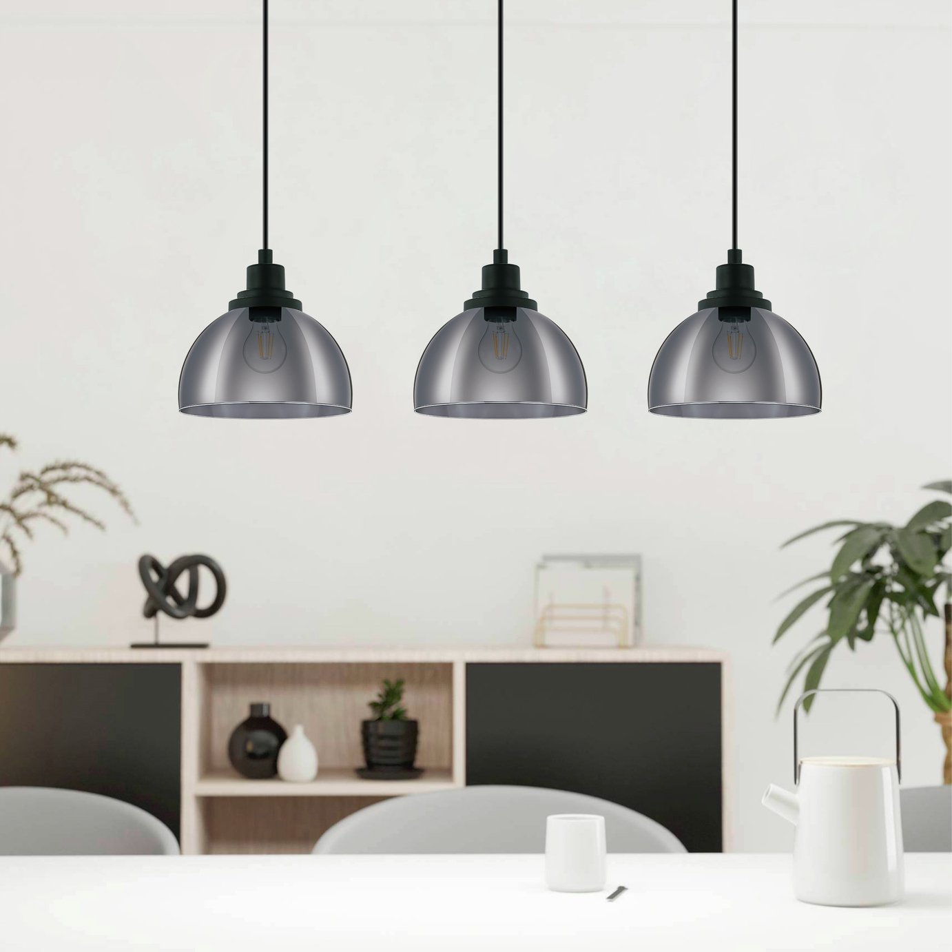 Eglo Beleser 3 Light Pendant - Dark Grey