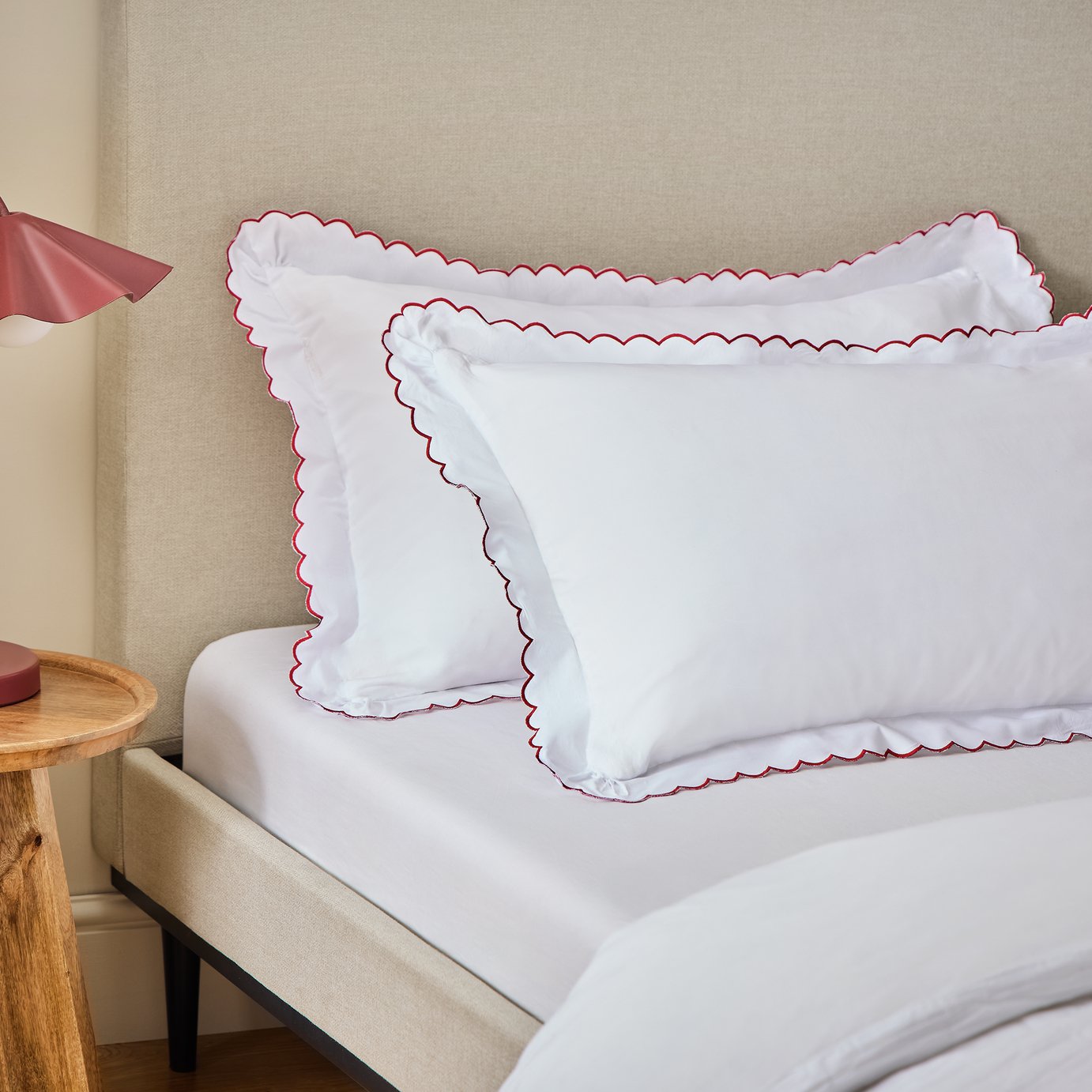Argos Home Scallop Edge Red Pillowcase