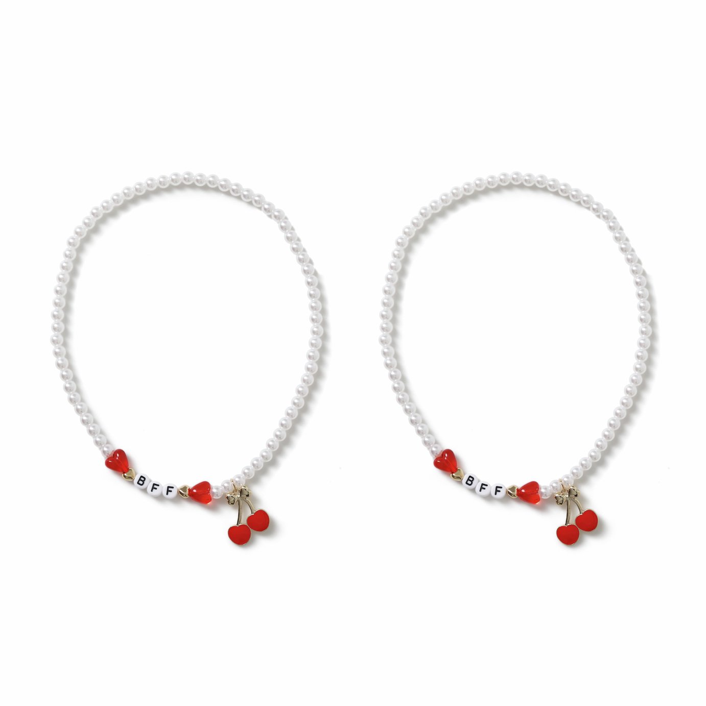 Flitzy Kids Cherry Charm BFF Pearl Necklace Set