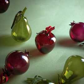 Habitat x Morris & Co. Glass Fruit Christmas Hanging Ornaments - Pack of 3