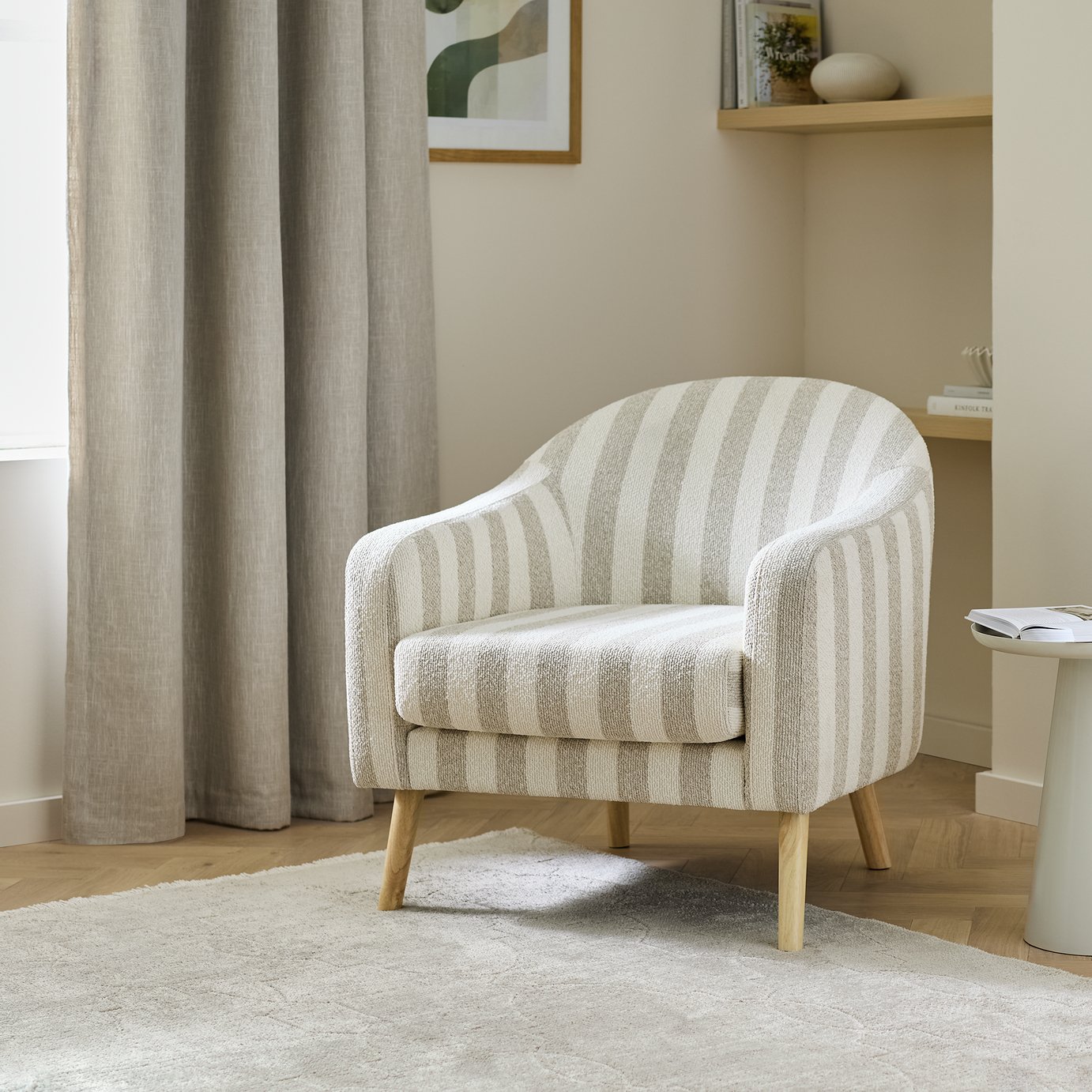 Argos Home Jasper Fabric Armchair - Grey Stripe