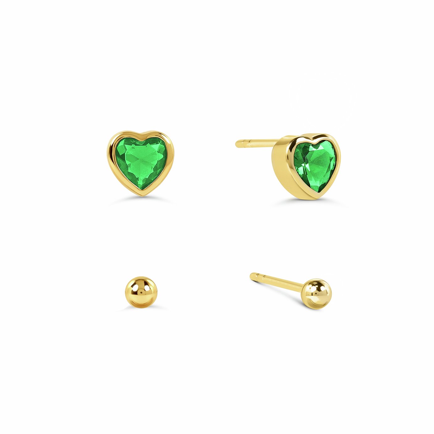 Radley 18ct Gold Plated Green Heart and Ball Stud Earrings