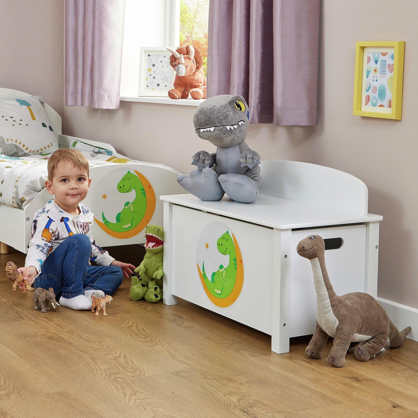 Liberty House Toys Kids Dinosaur Big Toy Box - White