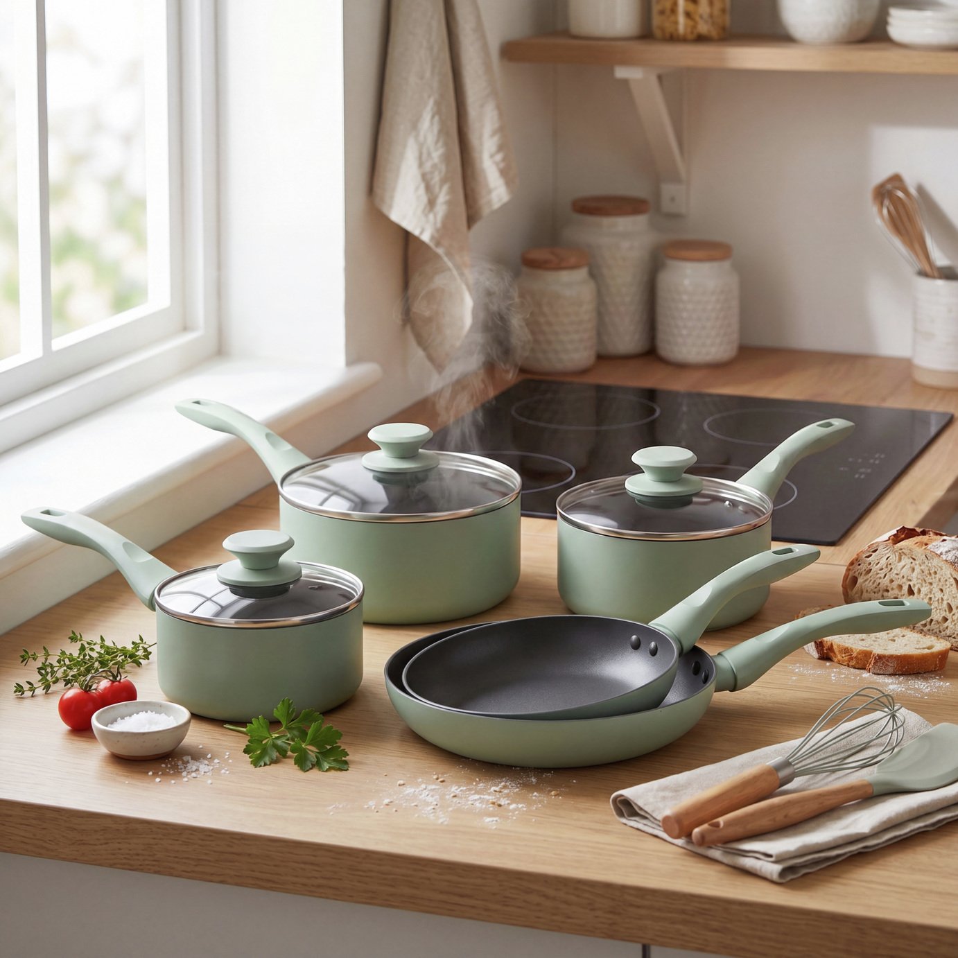 Progress 5 Piece Neutrals Aluminium Pan Set