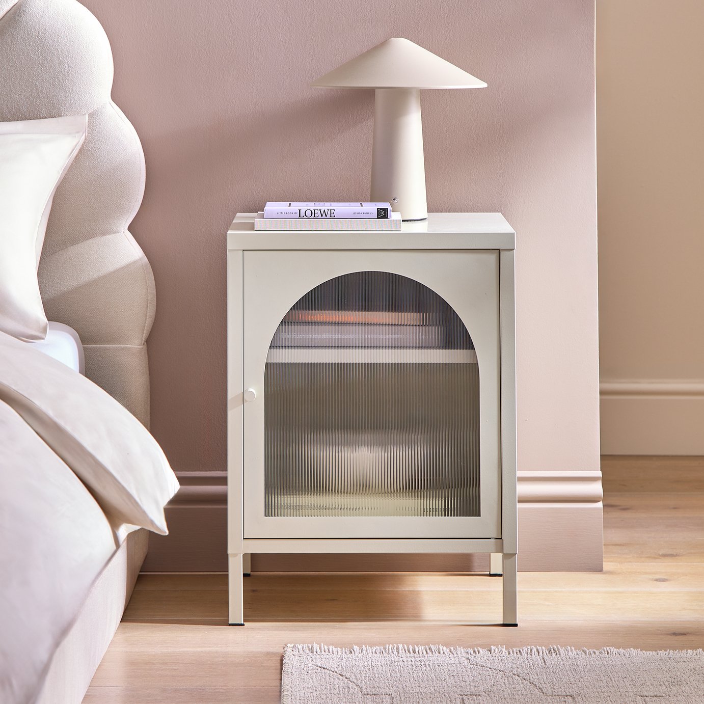 Argos Home Stephanie 1 Door Bedside Table - Light Grey
