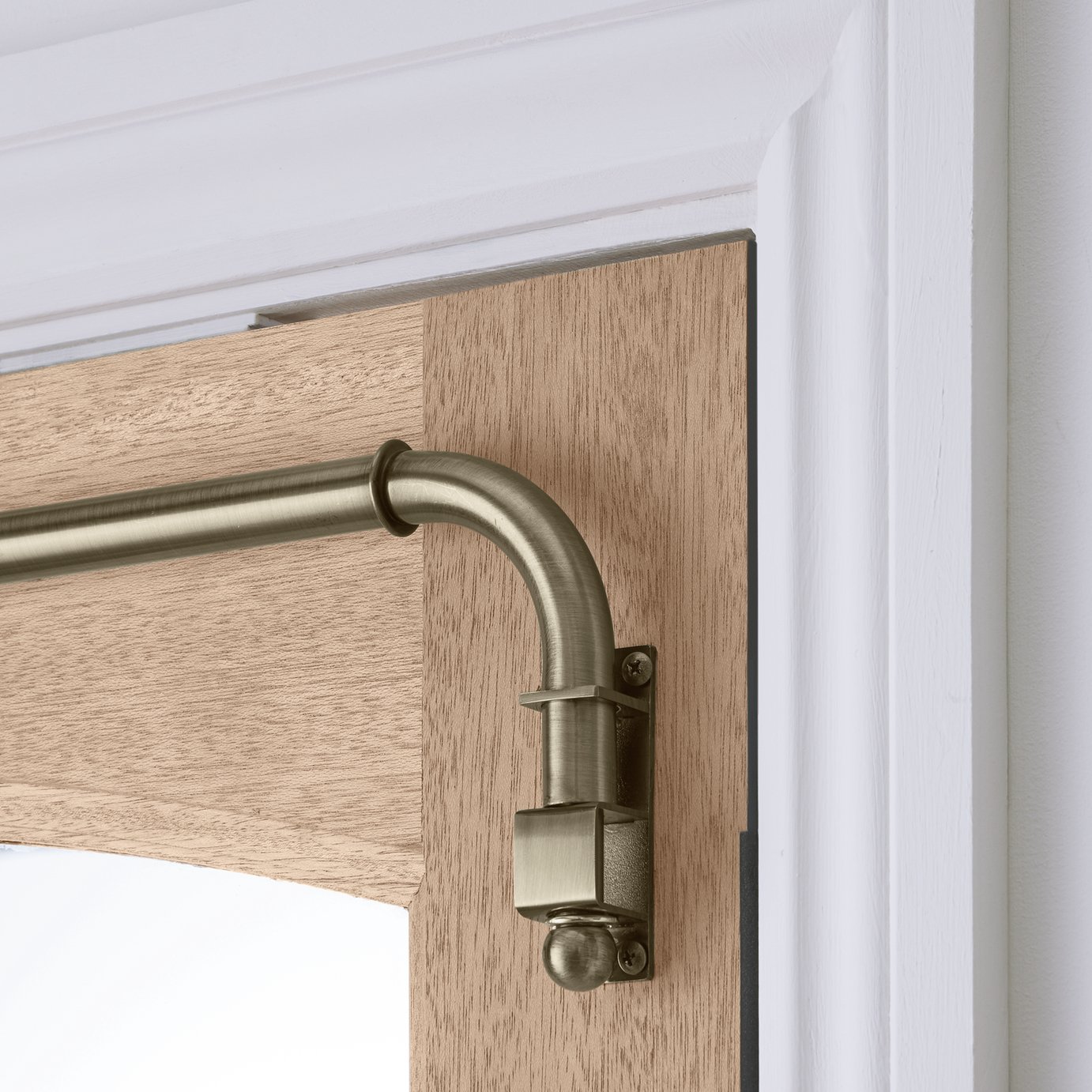 Argos Home Extendable Metal Matte Brass Door Curtain Pole - 62-100cm