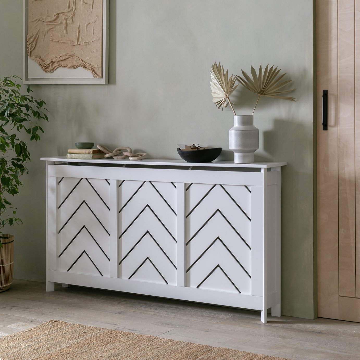 Habitat Chevron Large Radiator Cover - White