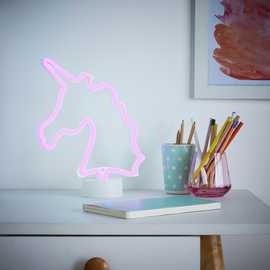 Glow Neon Effect Unicorn LED Kids Table Light - Pink