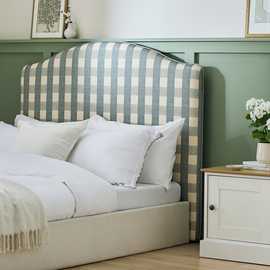 Argos Home Sutton Gingham Double Headboard - Blue & White