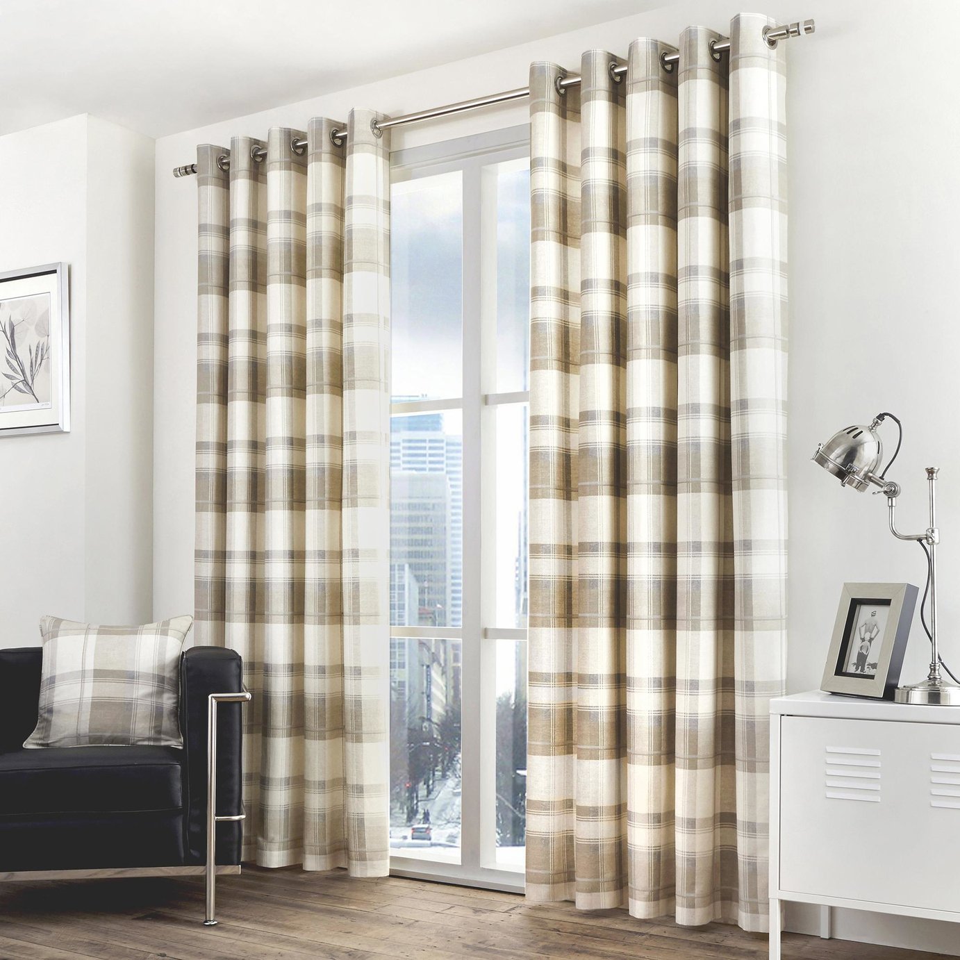 Fusion Balmoral Check Eyelet Curtains